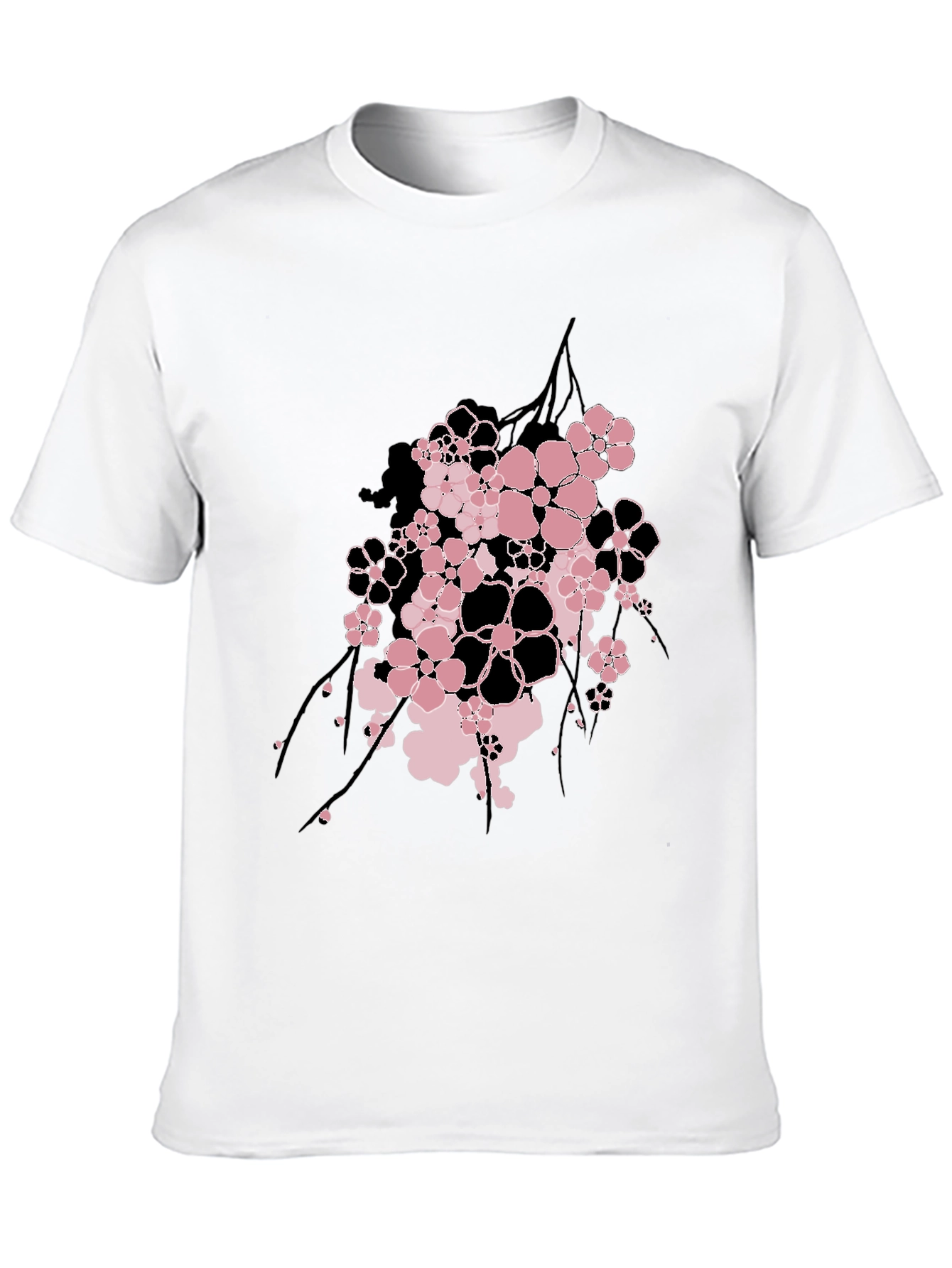 Floral Graphic Print Mens Black T-Shirt