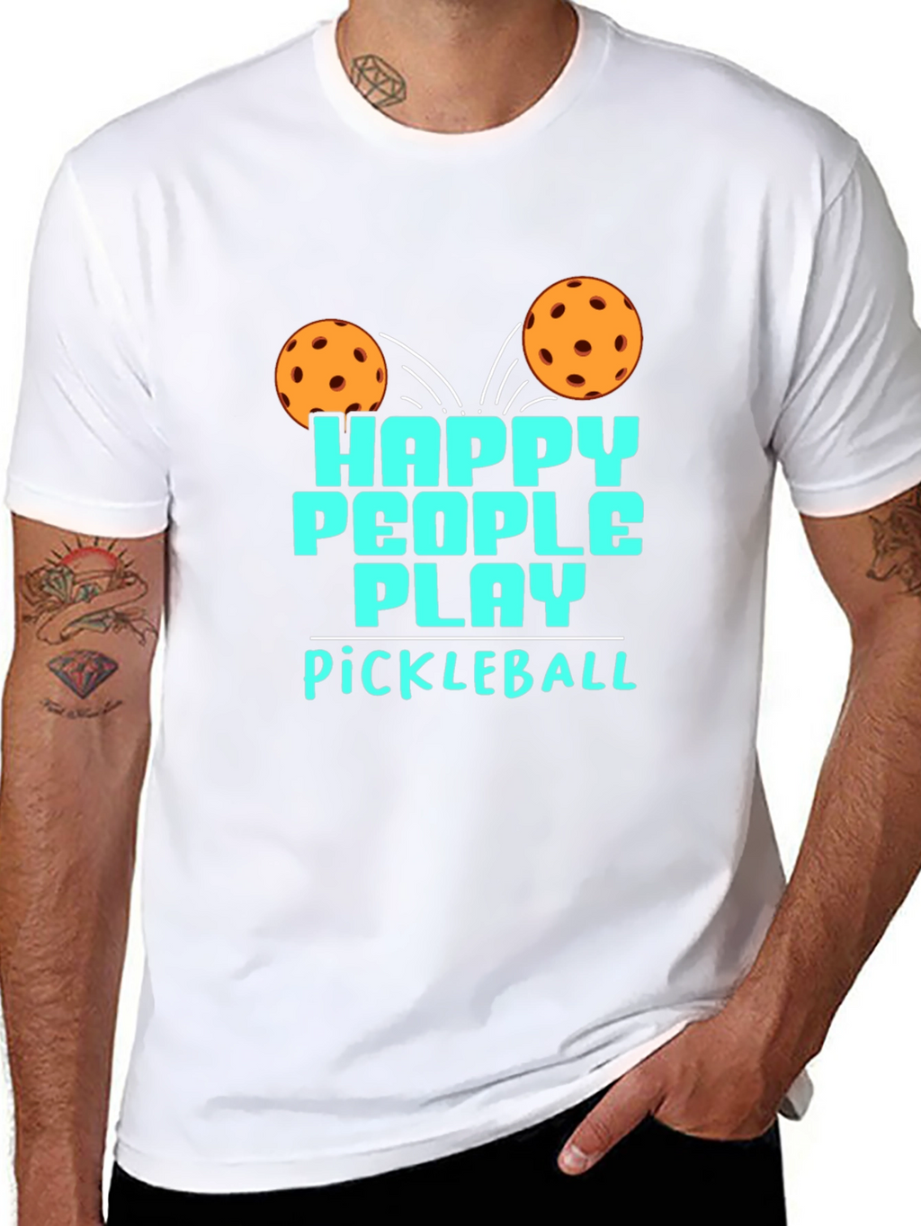 Happy People Play Pickleball Black Graphic T-Shirt
