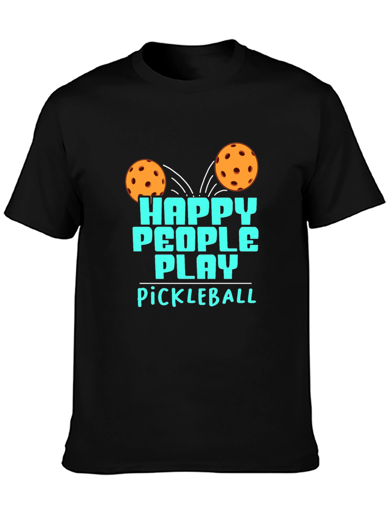 Happy People Play Pickleball Black Graphic T-Shirt