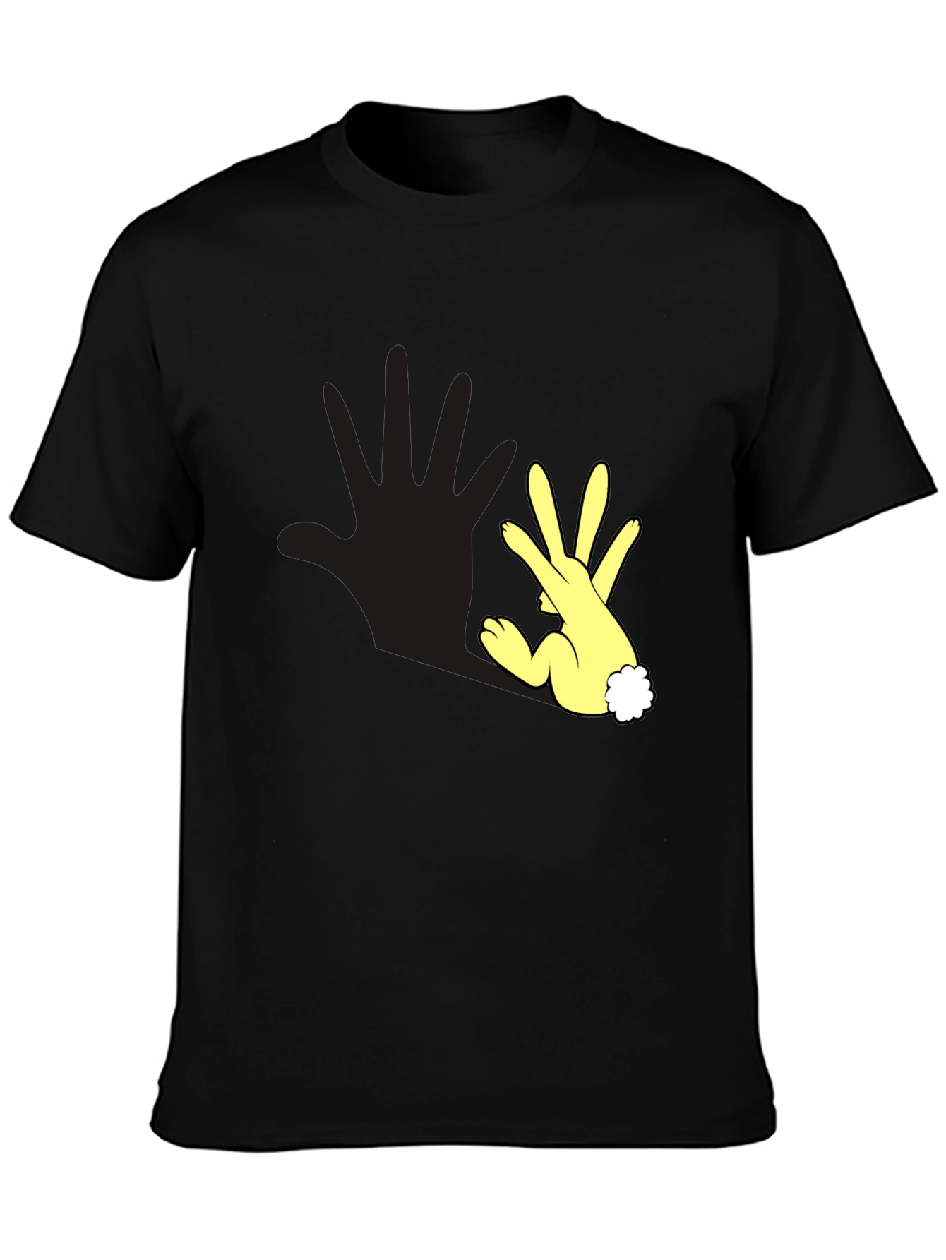 Funny Hand Rabbit T-Shirt - Black