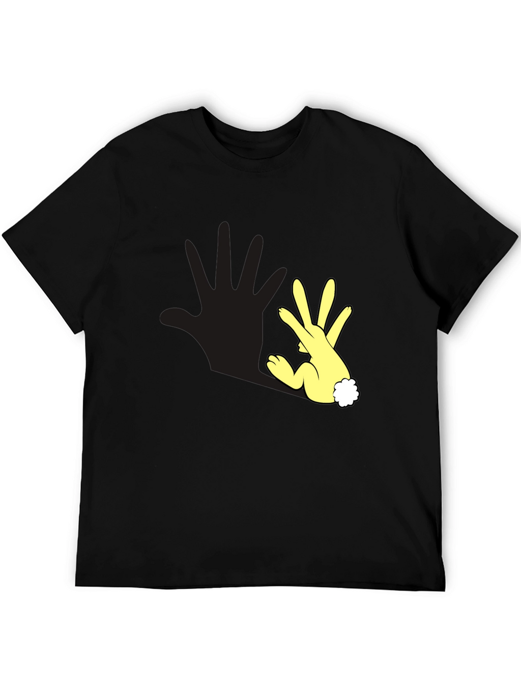 Funny Hand Rabbit T-Shirt - Black