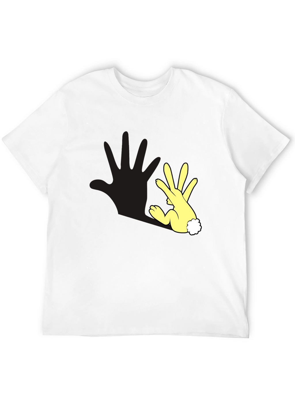 Funny Hand Rabbit T-Shirt - Black