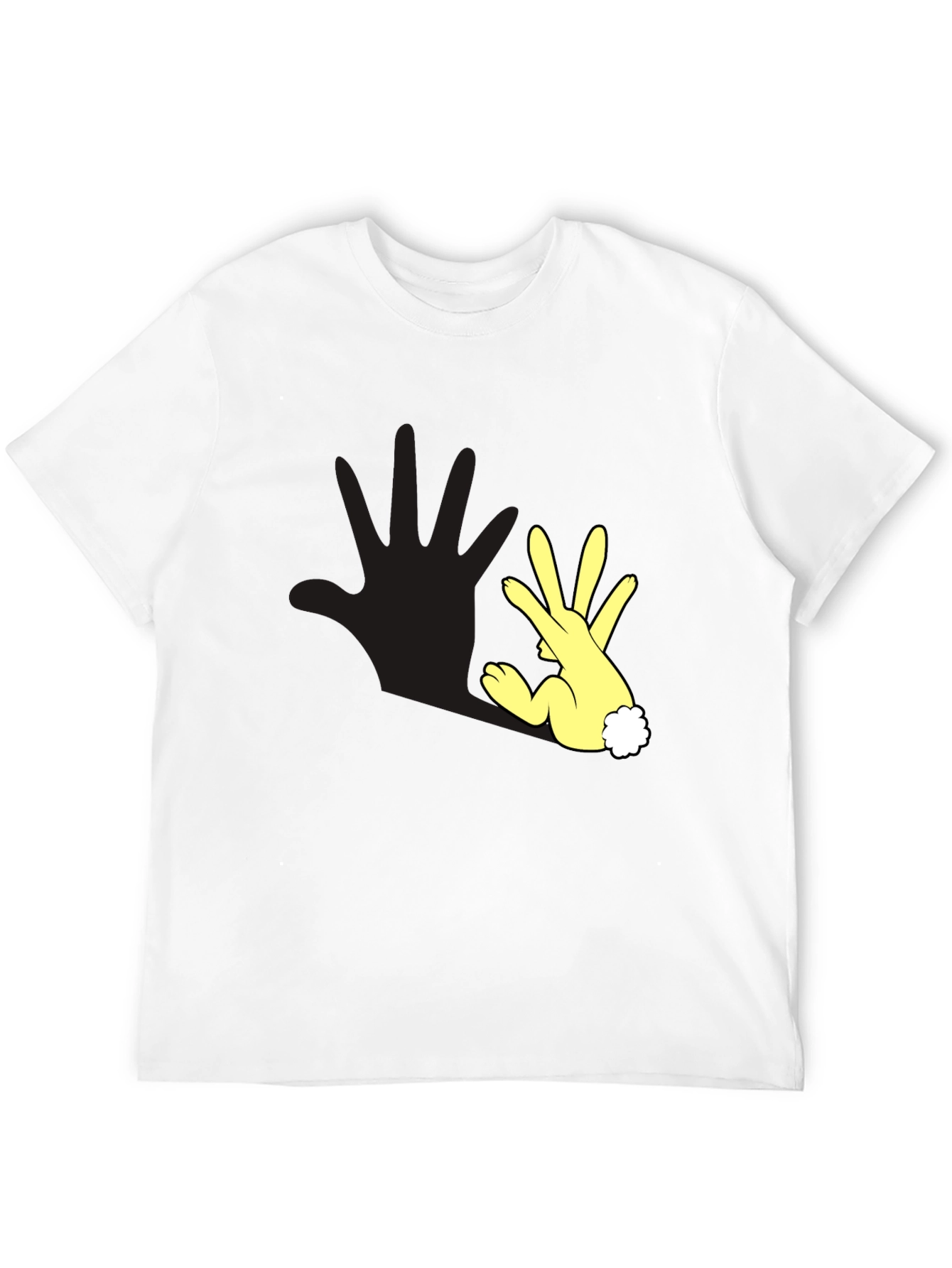 Funny Hand Rabbit T-Shirt - Black