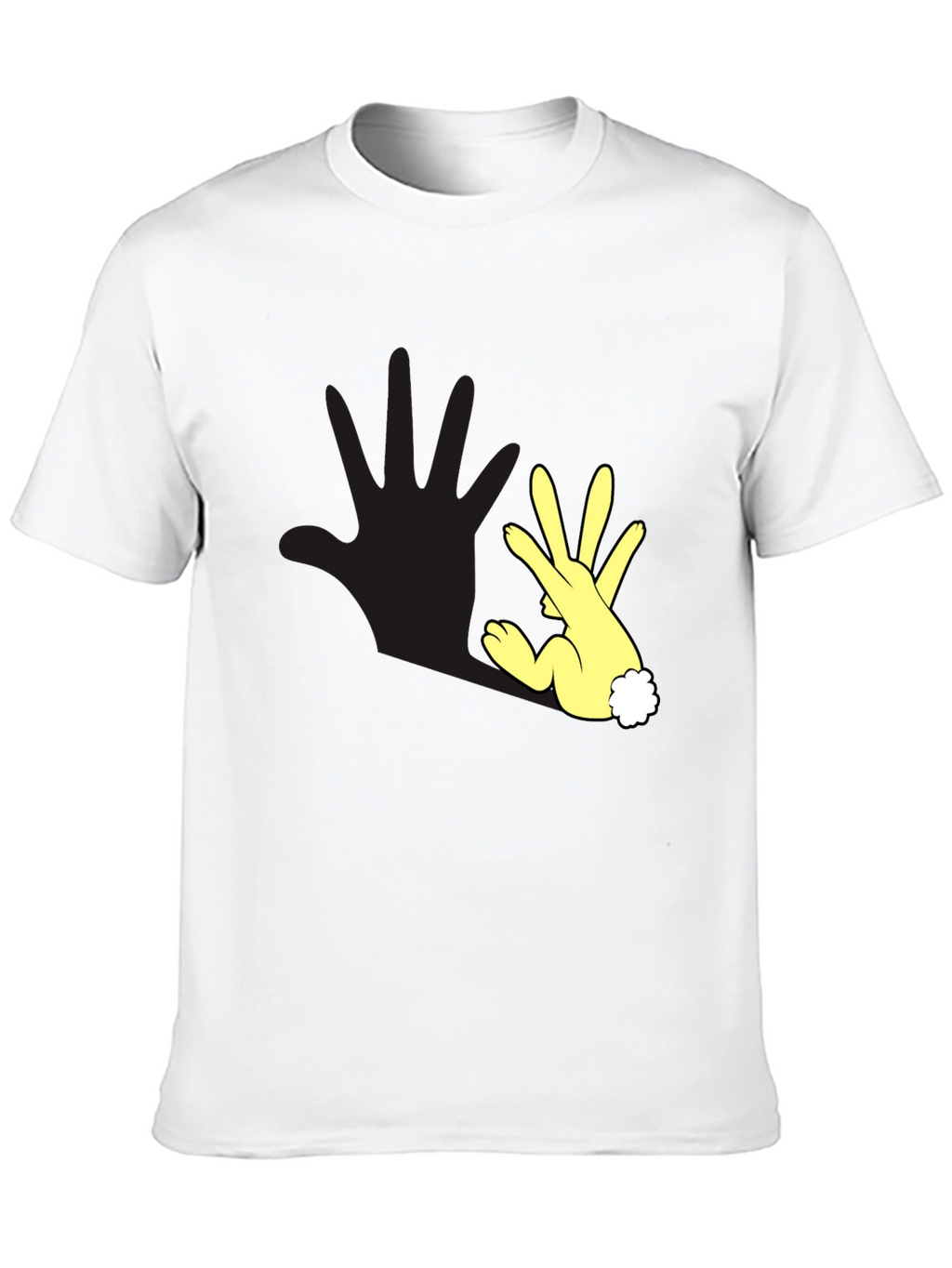Funny Hand Rabbit T-Shirt - Black