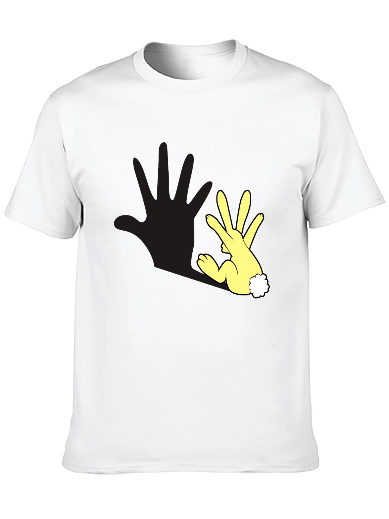 Funny Hand Rabbit T-Shirt - Black