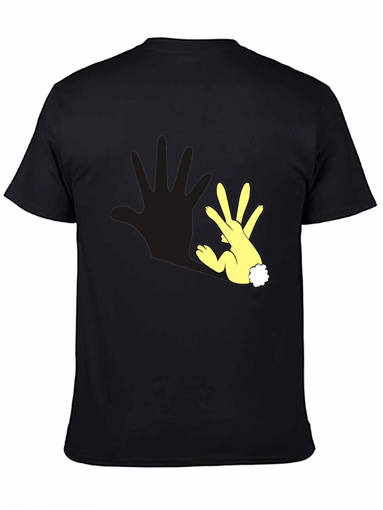 Funny Hand Rabbit T-Shirt - Black
