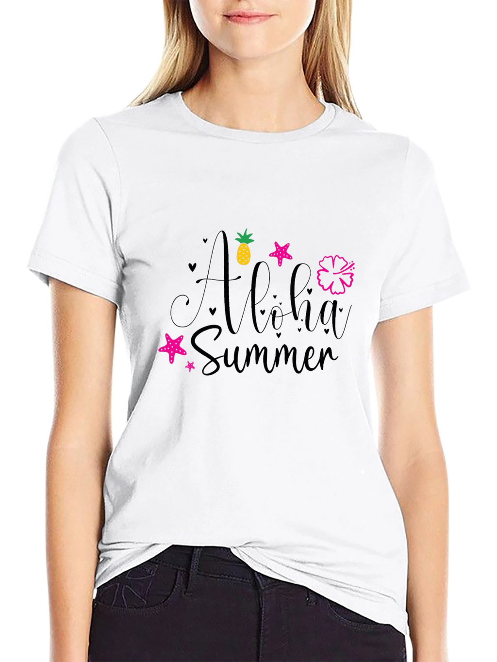 Aloha Summer Black Graphic Tee