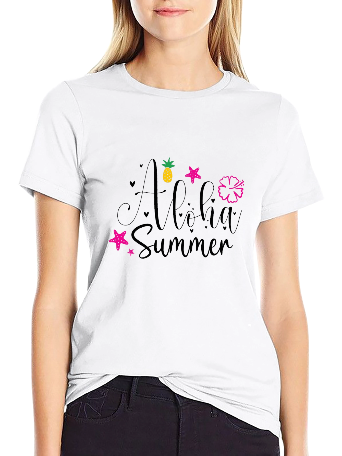 Aloha Summer Black Graphic Tee