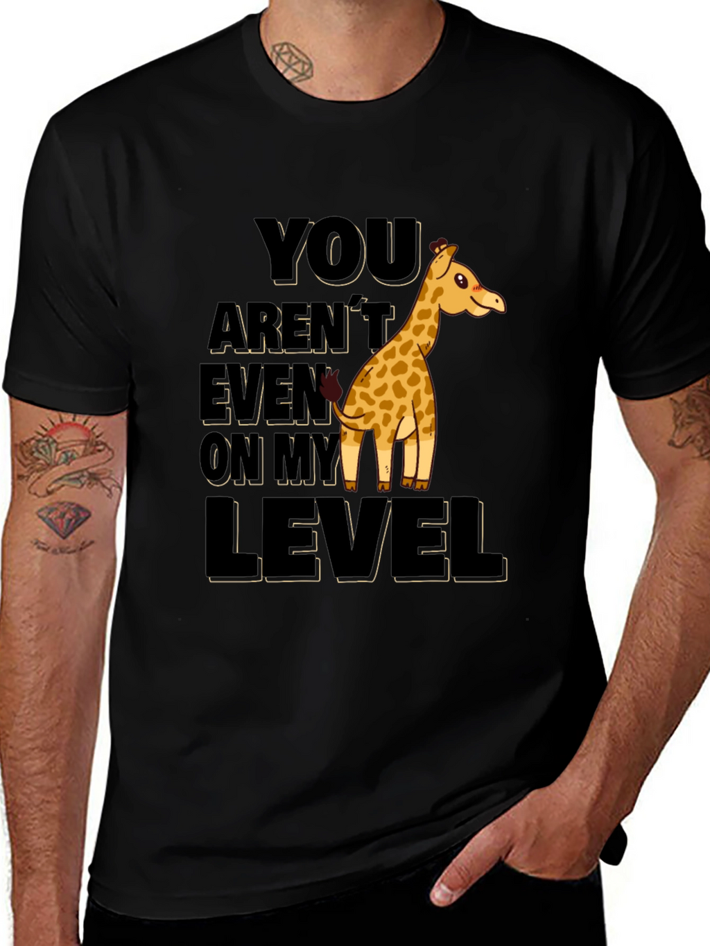 Giraffe Level Humor Graphic T-Shirt