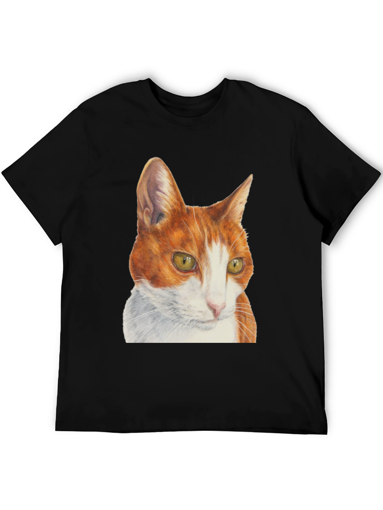 Cat Portrait T-Shirt - Mens Black Tee