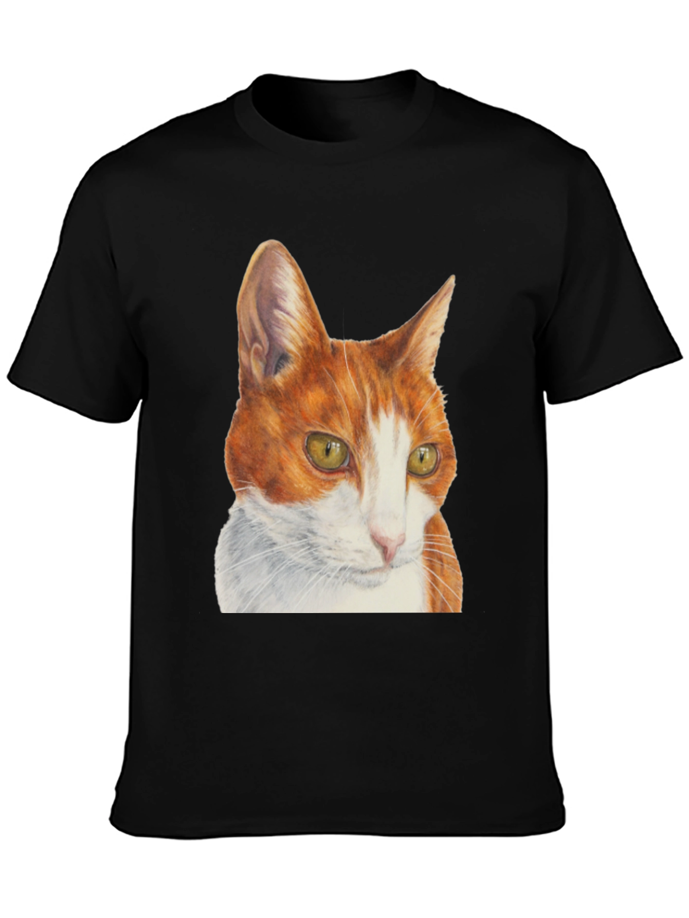 Cat Portrait T-Shirt - Mens Black Tee