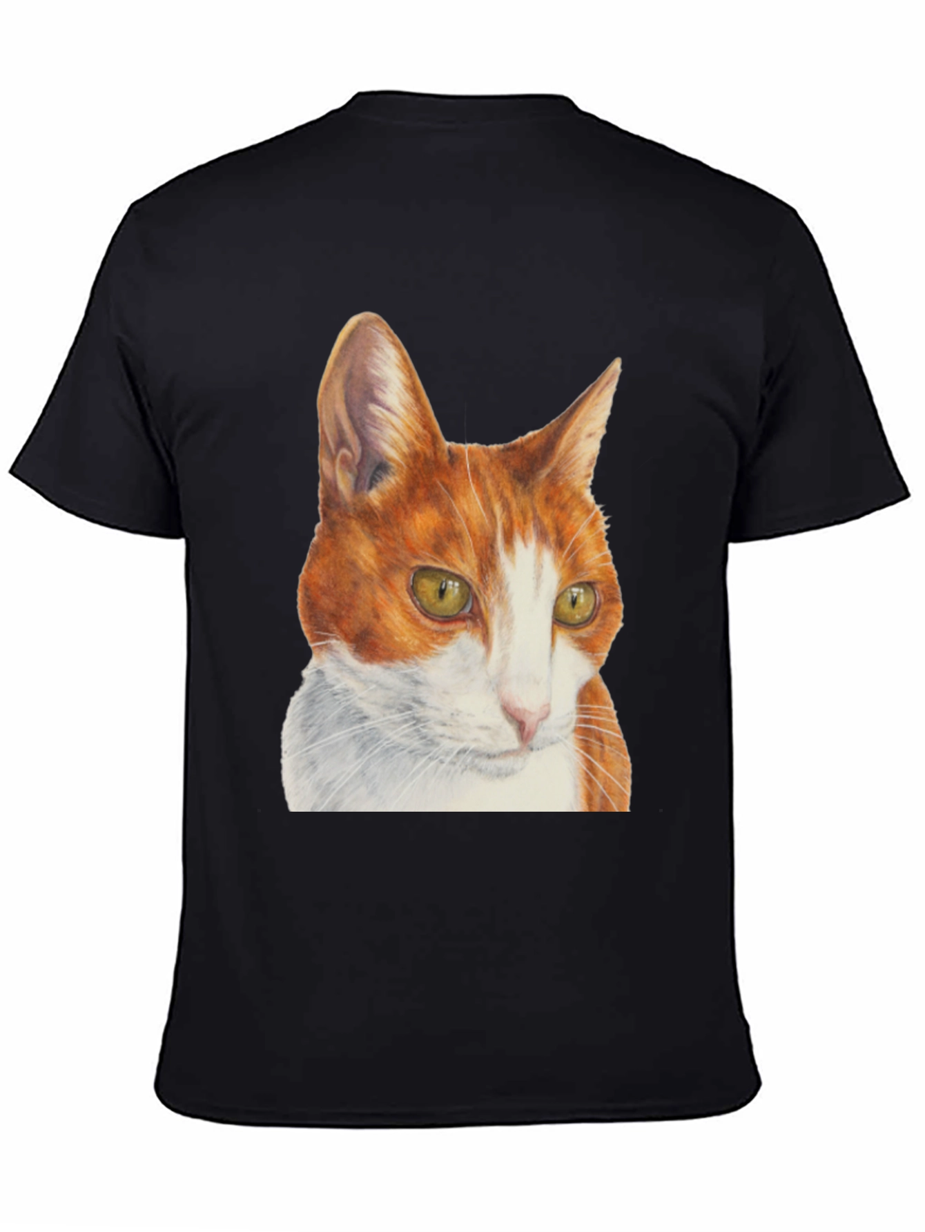 Cat Portrait T-Shirt - Mens Black Tee