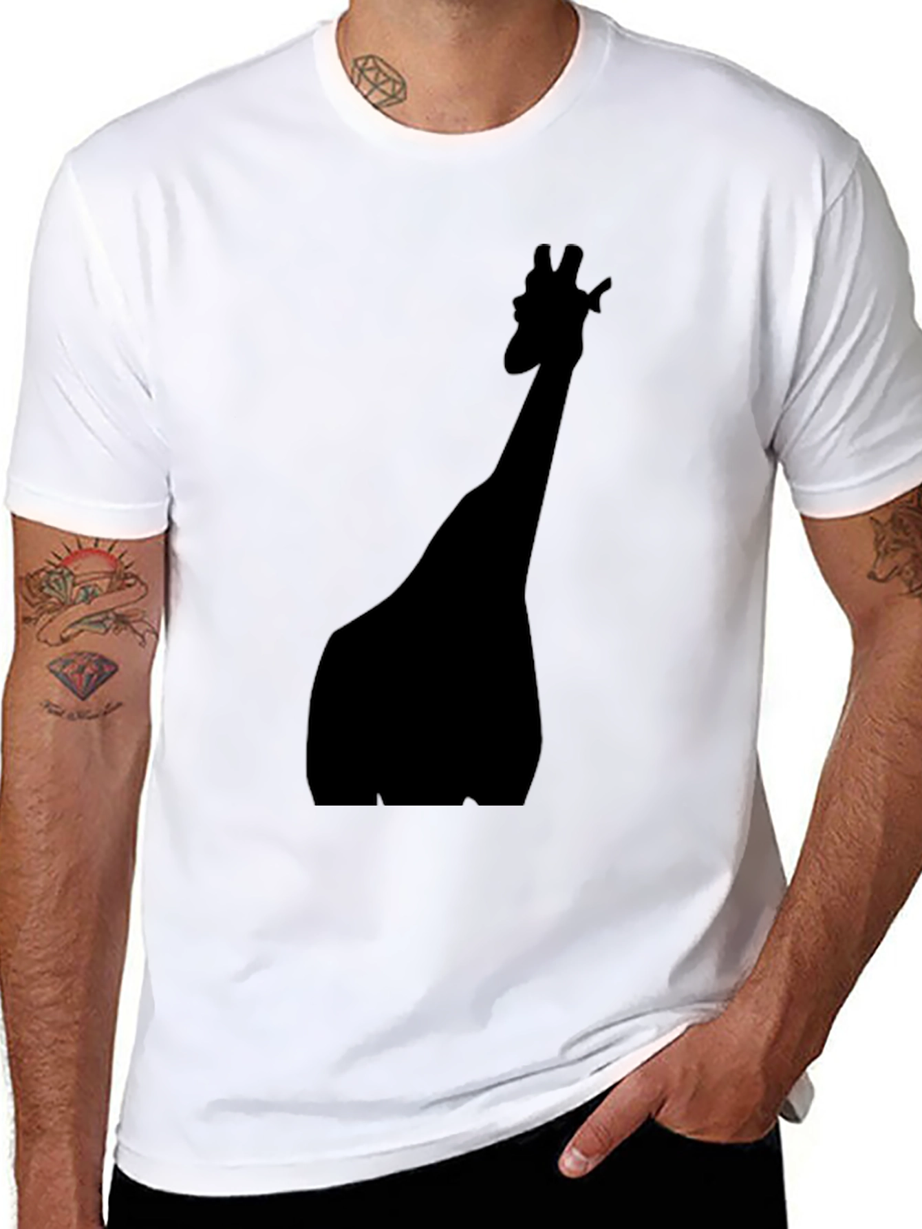 Giraffe Silhouette Black T-Shirt