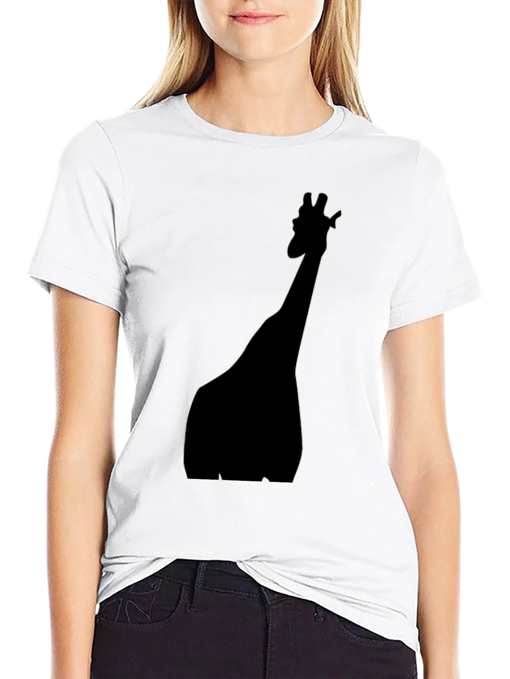 Giraffe Silhouette Black T-Shirt