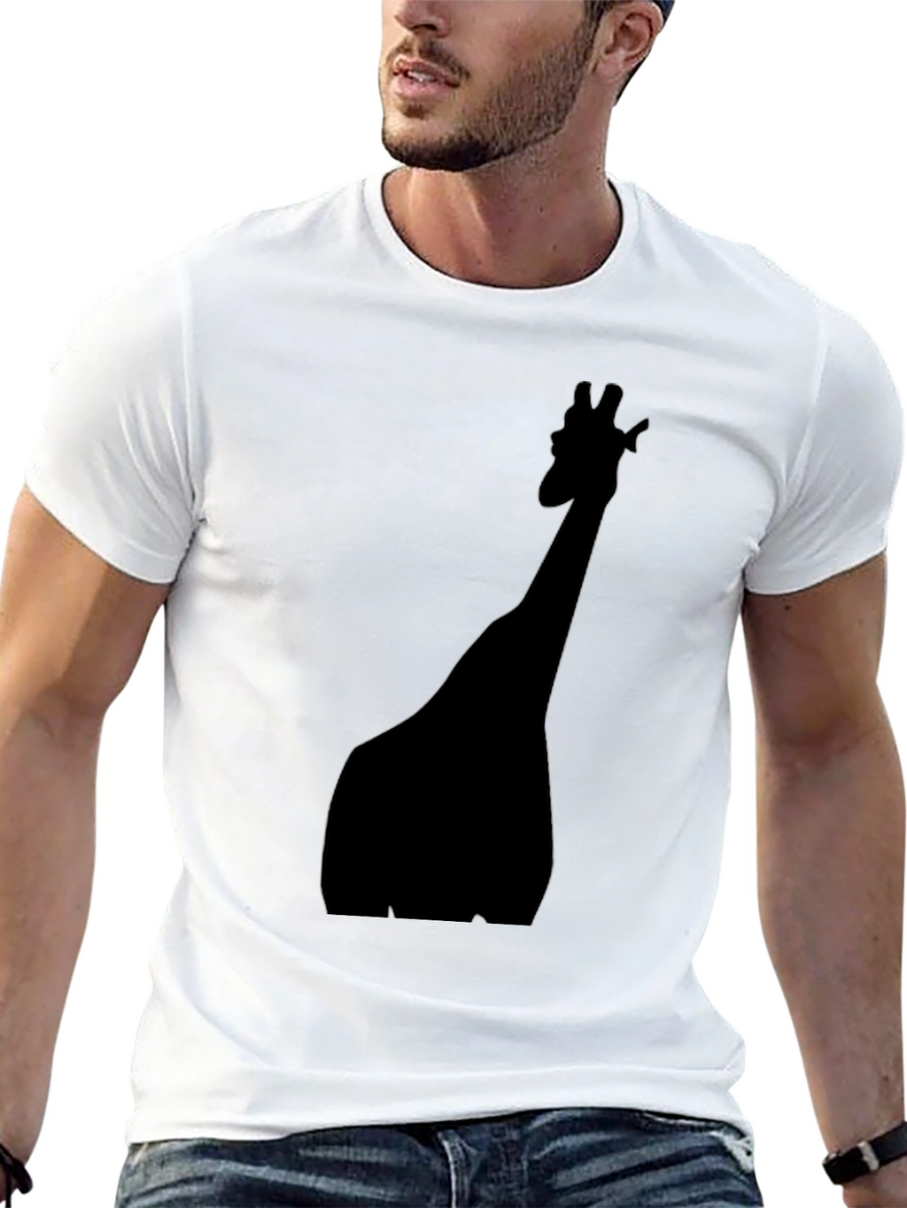 Giraffe Silhouette Black T-Shirt