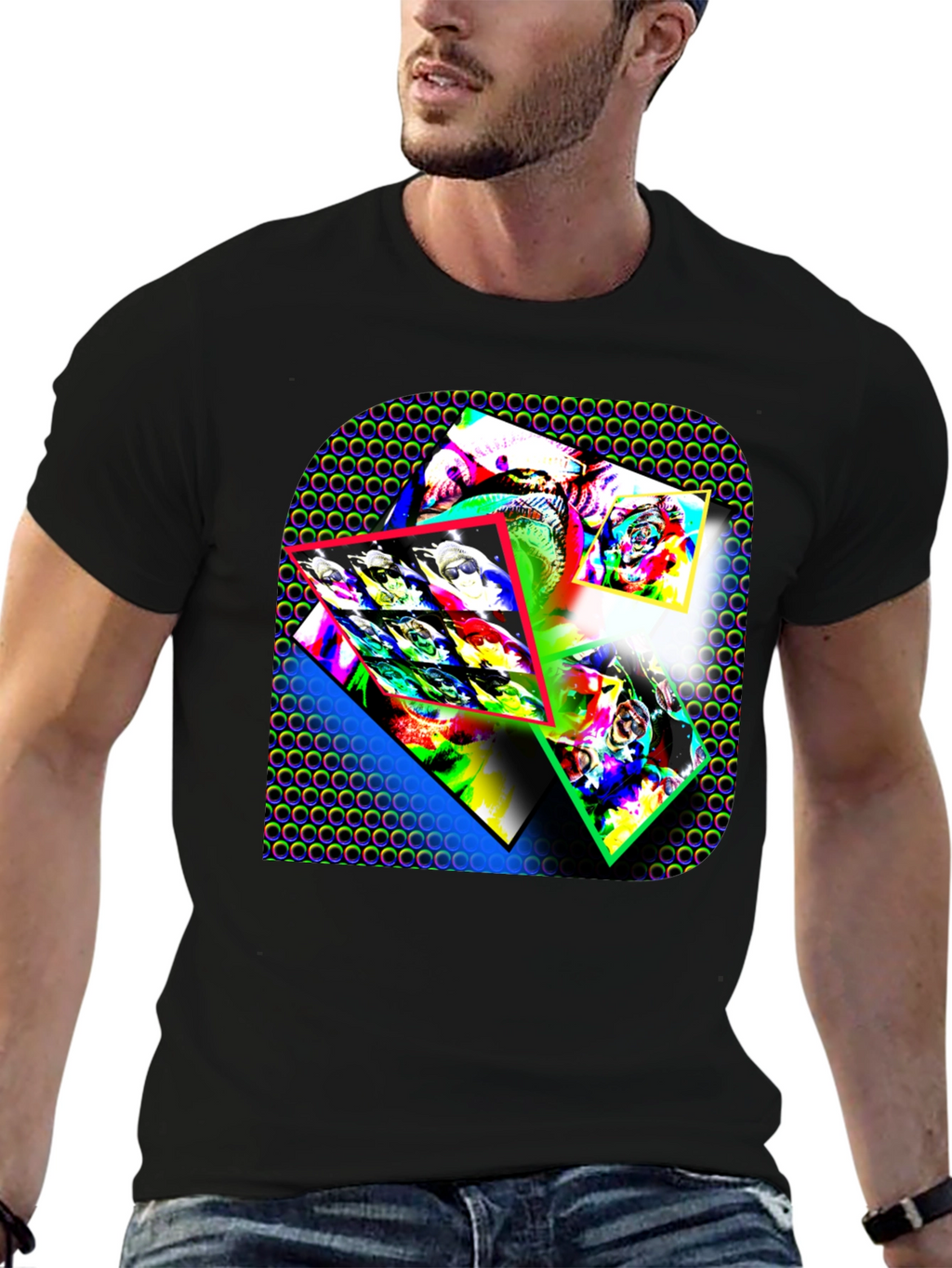 Abstract Art Graphic Print Black T-Shirt