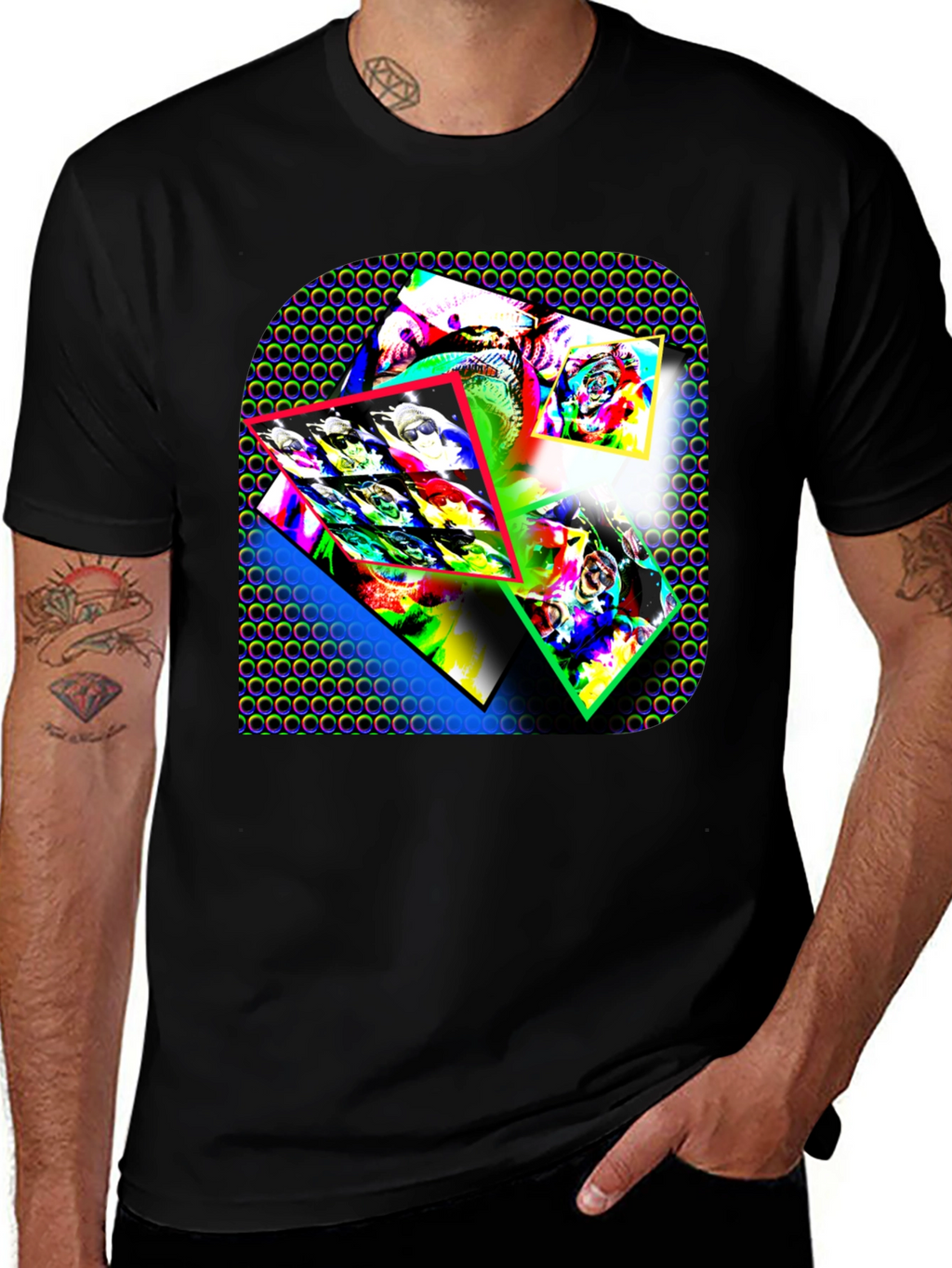 Abstract Art Graphic Print Black T-Shirt
