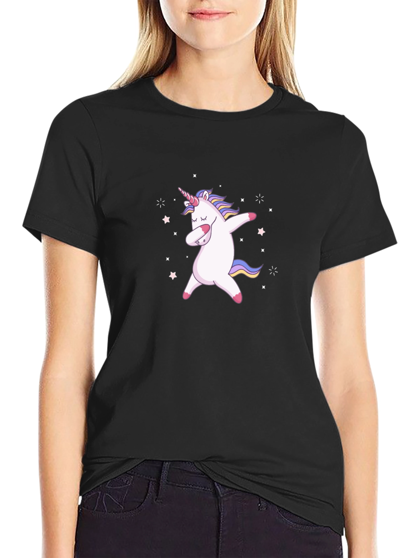 Dabbing Unicorn Graphic Tee - Mens Black T-Shirt