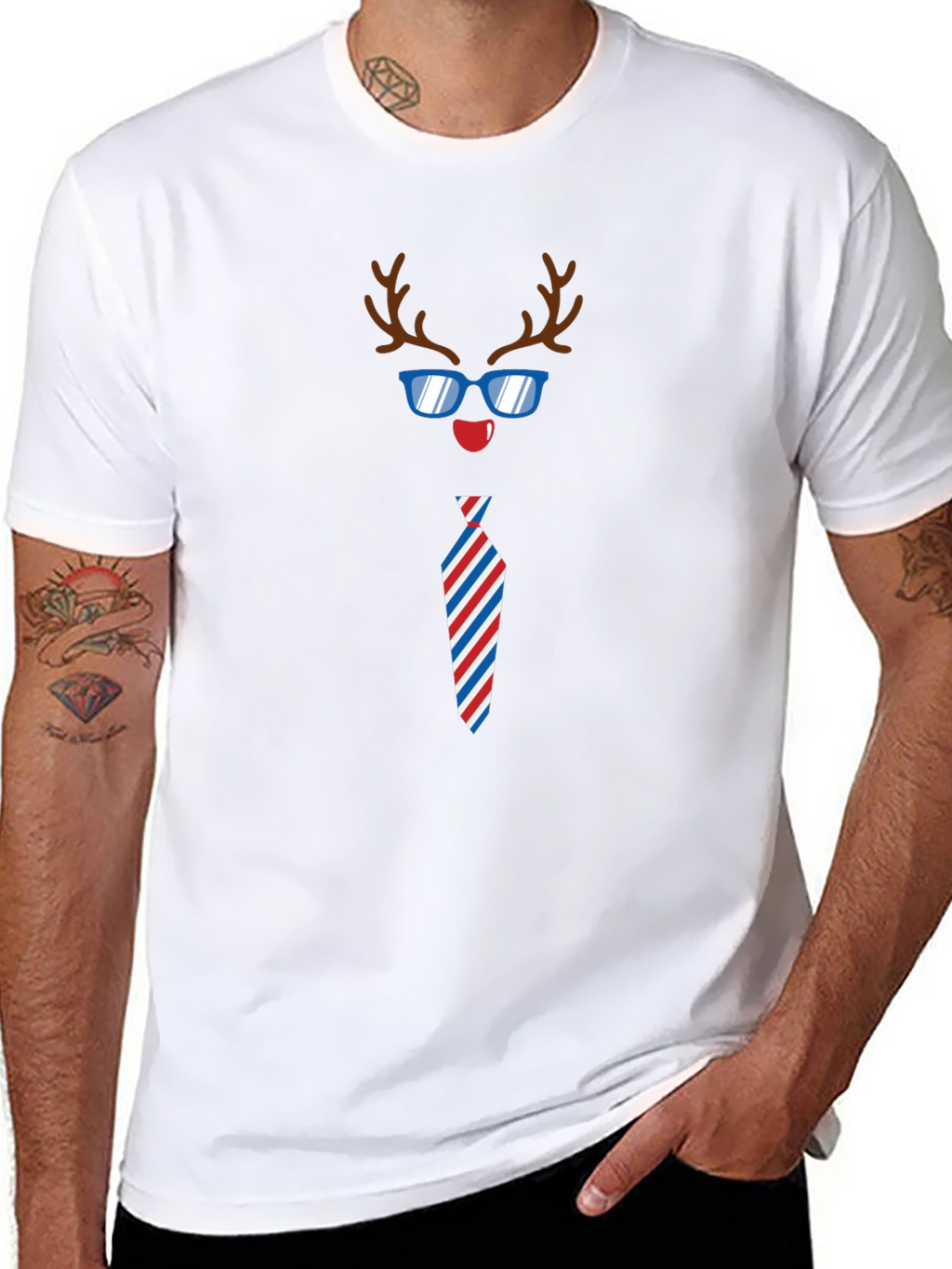 Funny Reindeer Tie Holiday T-Shirt