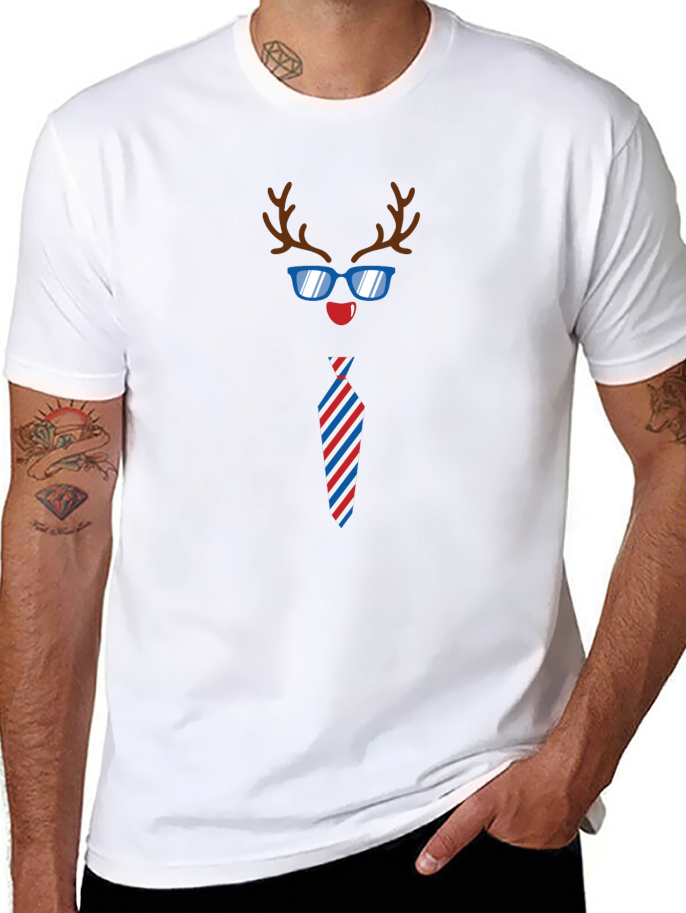 Funny Reindeer Tie Holiday T-Shirt