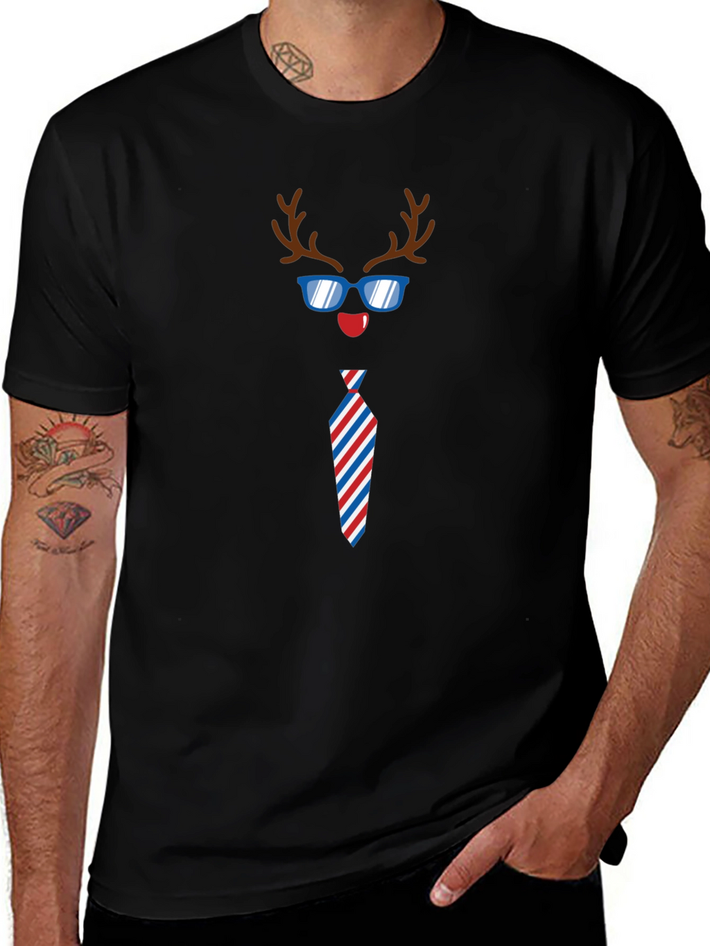 Funny Reindeer Tie Holiday T-Shirt