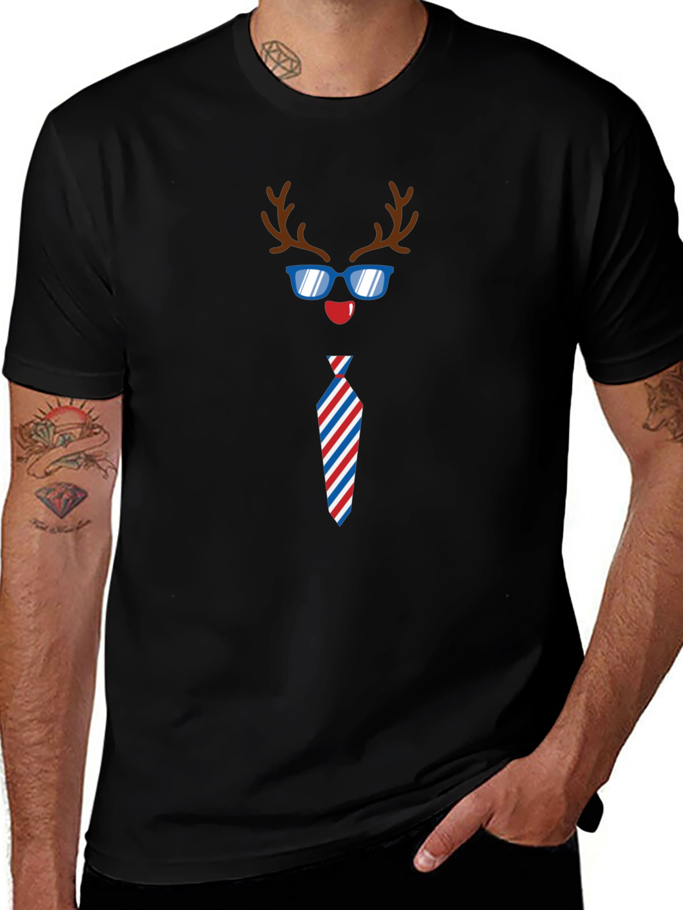 Funny Reindeer Tie Holiday T-Shirt