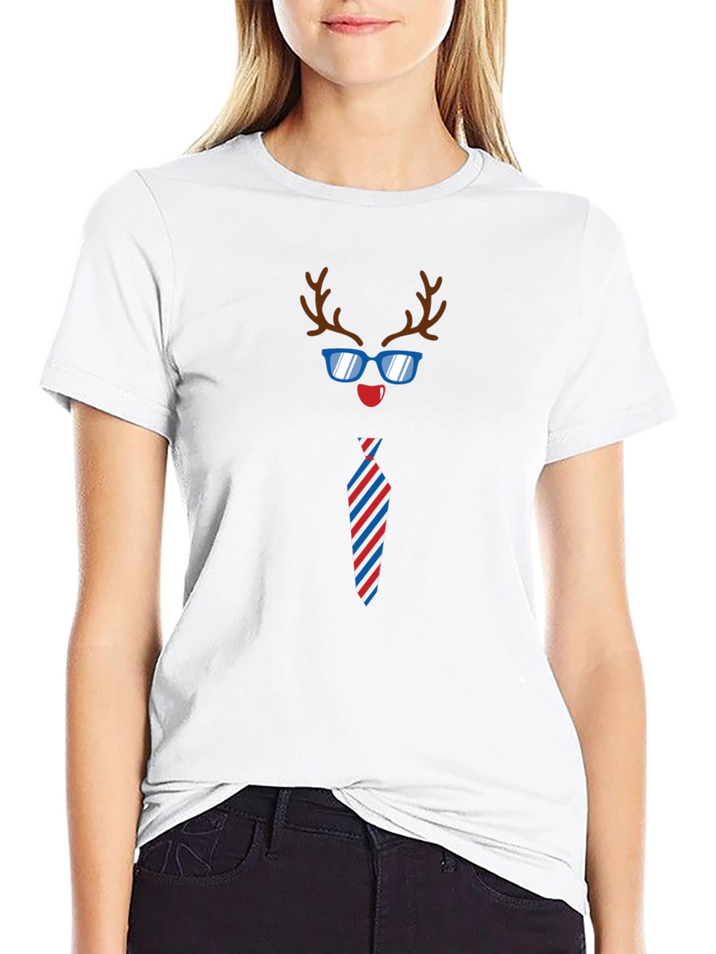 Funny Reindeer Tie Holiday T-Shirt