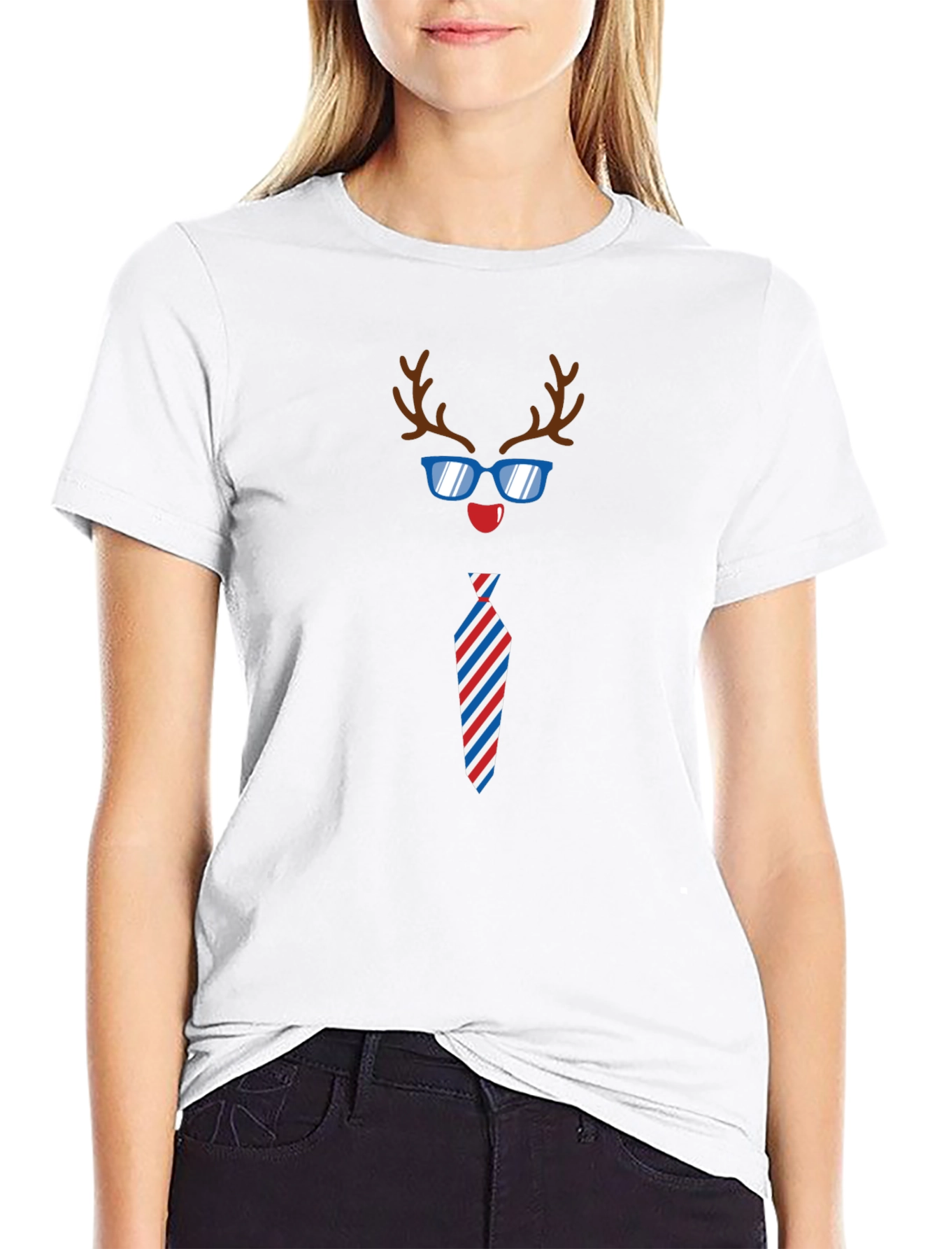 Funny Reindeer Tie Holiday T-Shirt