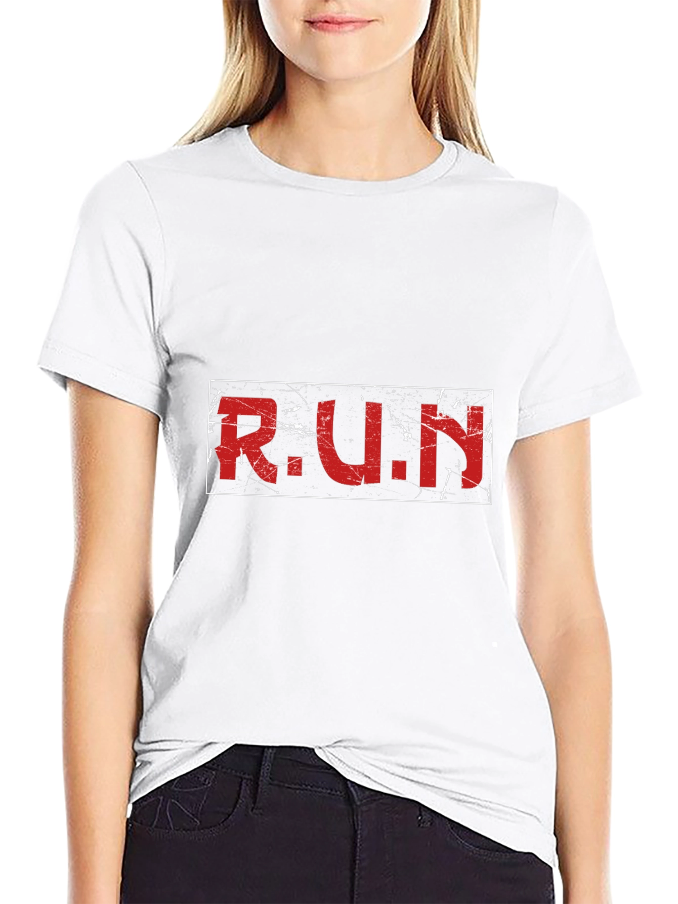 Distressed RUN Graphic Black T-Shirt