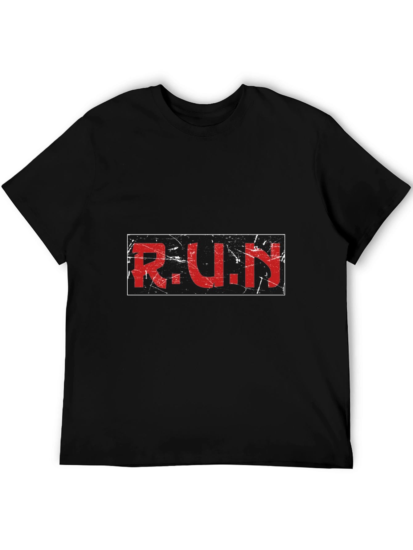 Distressed RUN Graphic Black T-Shirt