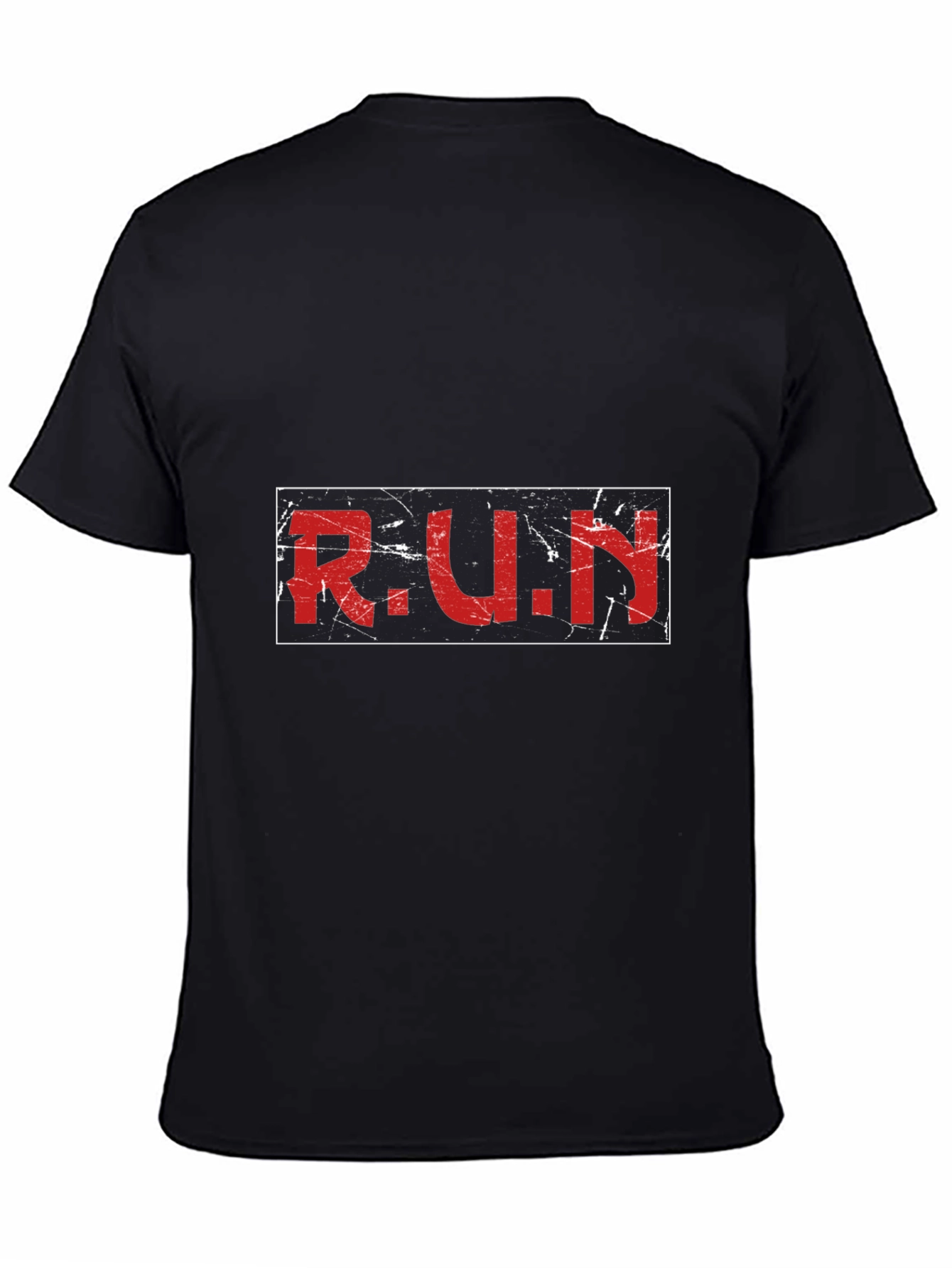 Distressed RUN Graphic Black T-Shirt