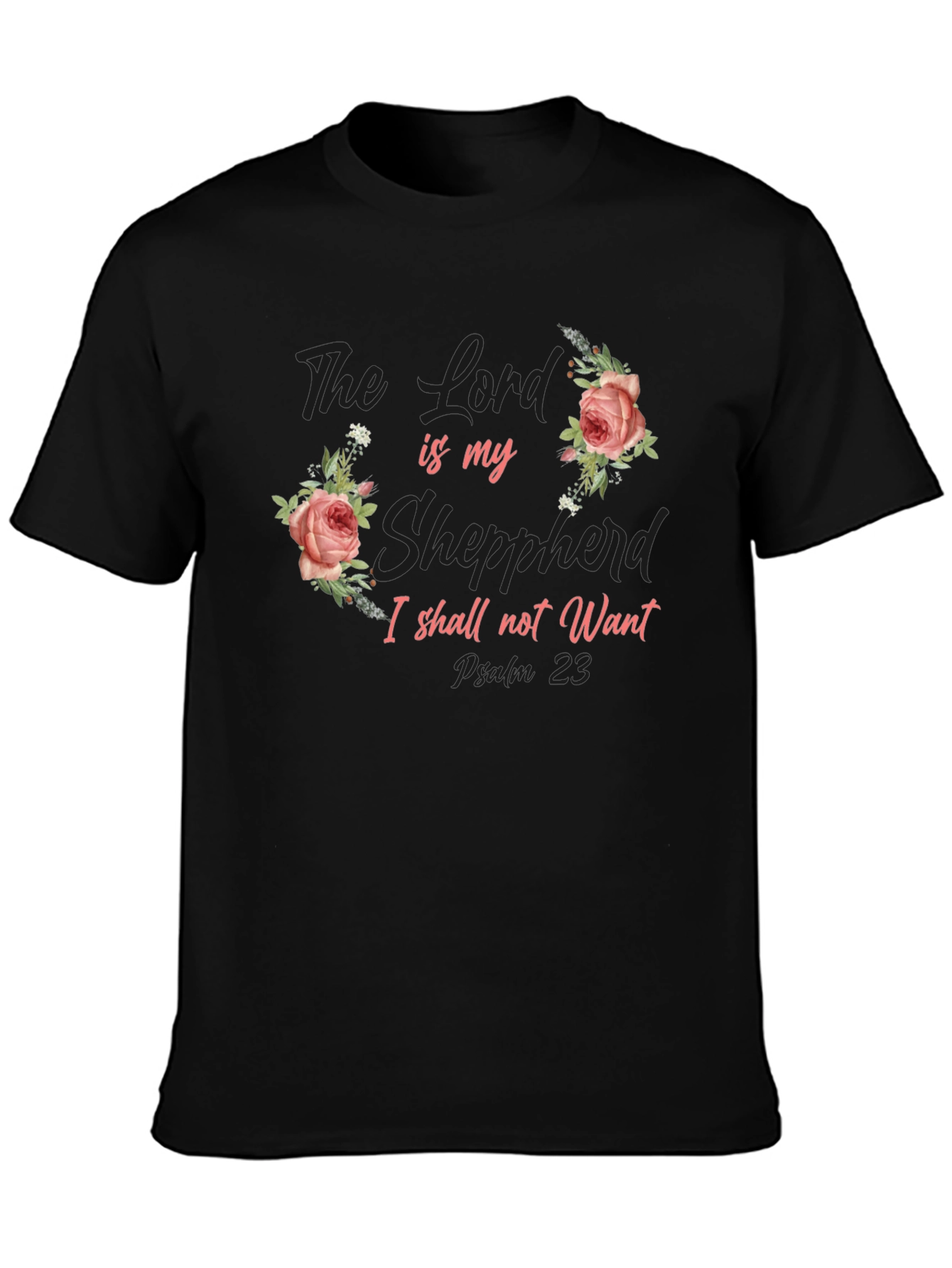 Floral Christian T-Shirt: The Lord Is My Shepherd