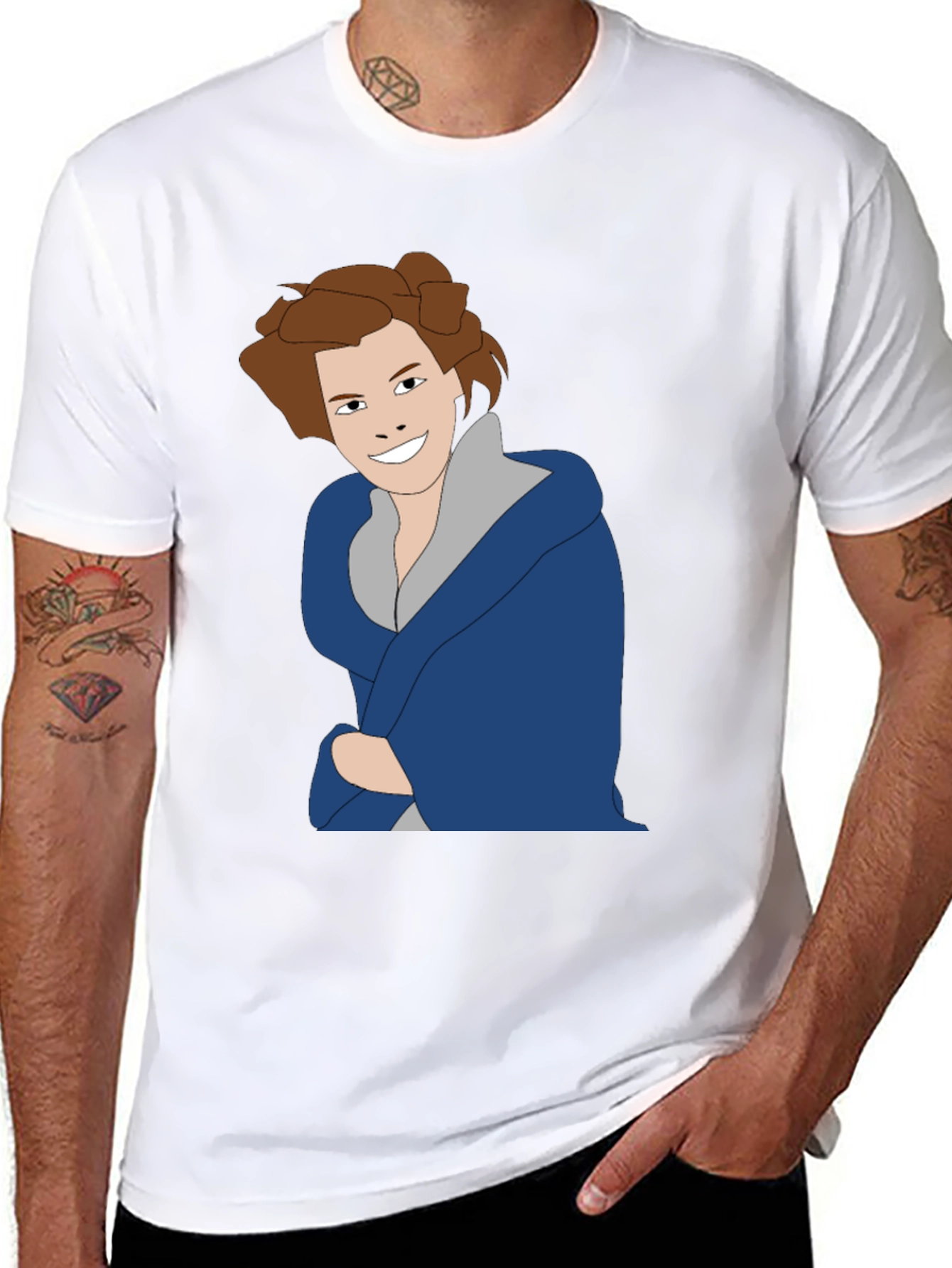 Cartoon Character Graphic Tee - Black