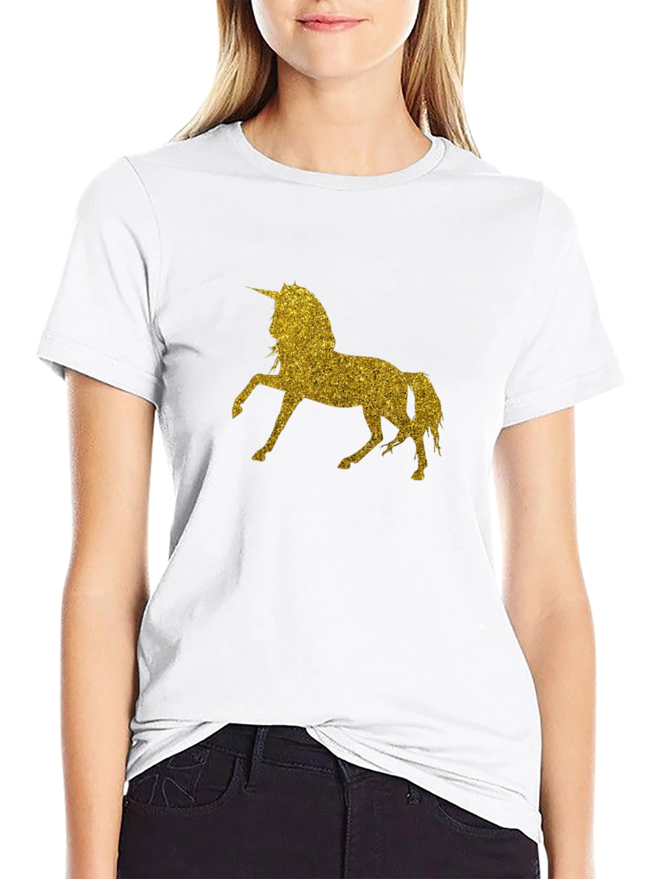 Glitter Unicorn Black T-Shirt