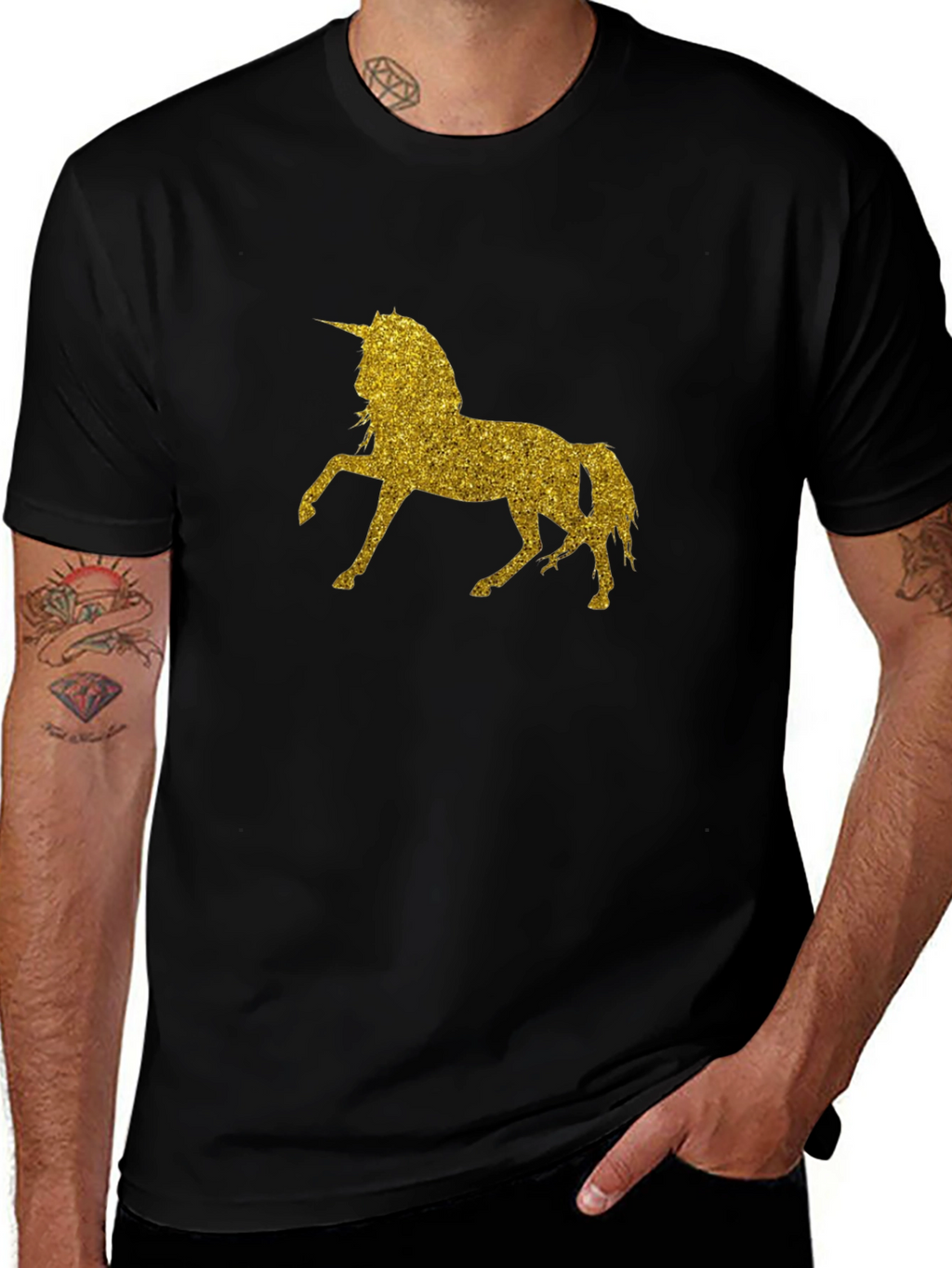 Glitter Unicorn Black T-Shirt