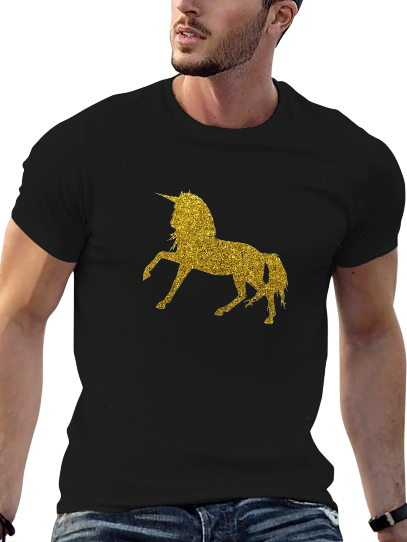 Glitter Unicorn Black T-Shirt