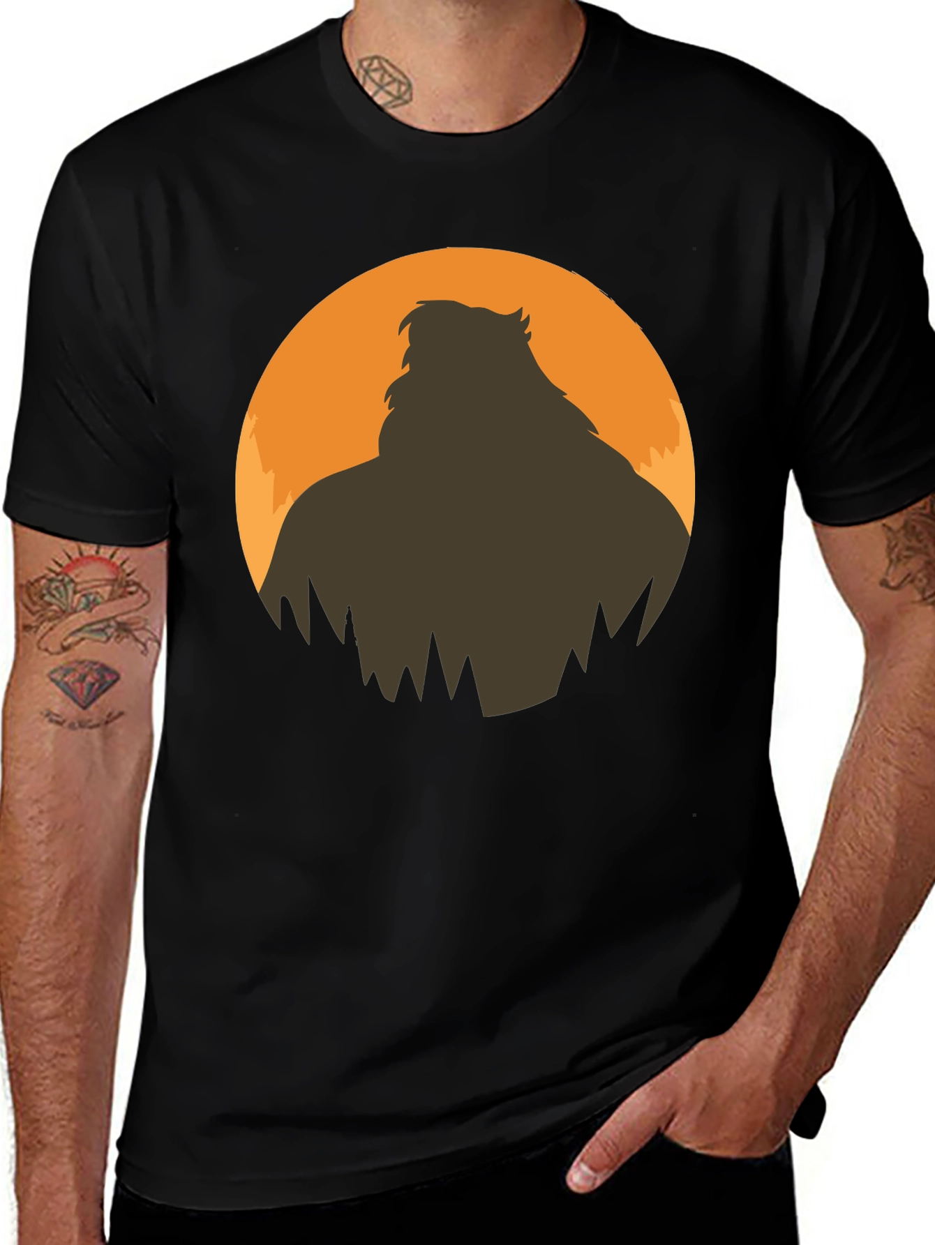 Bigfoot Silhouette Graphic Tee - Mens Black T-Shirt