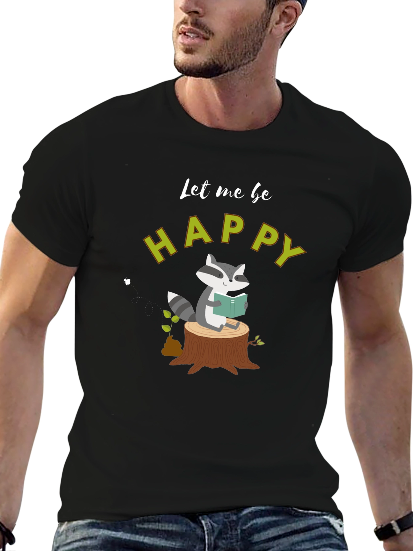 Happy Raccoon Reading T-Shirt