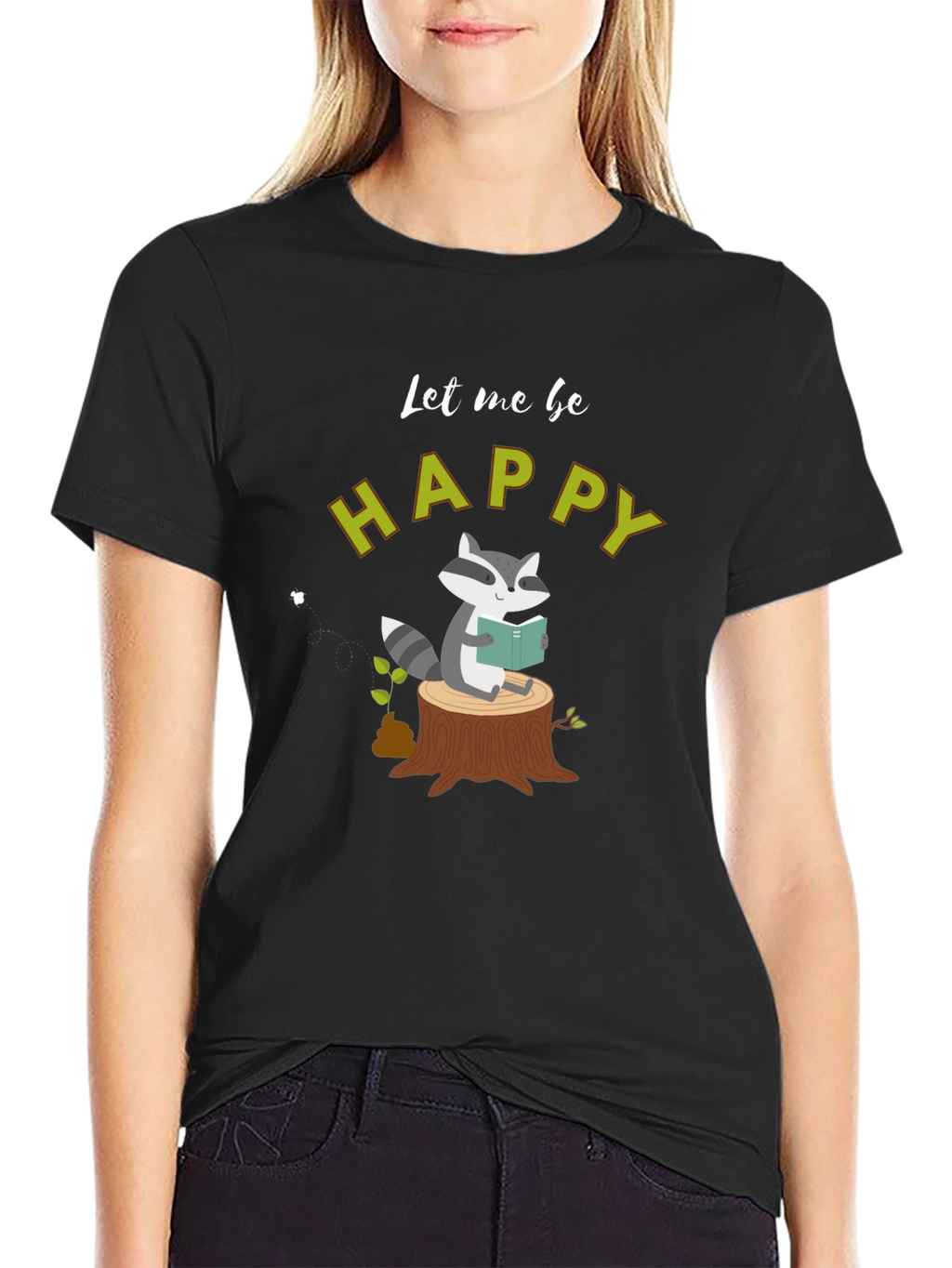 Happy Raccoon Reading T-Shirt