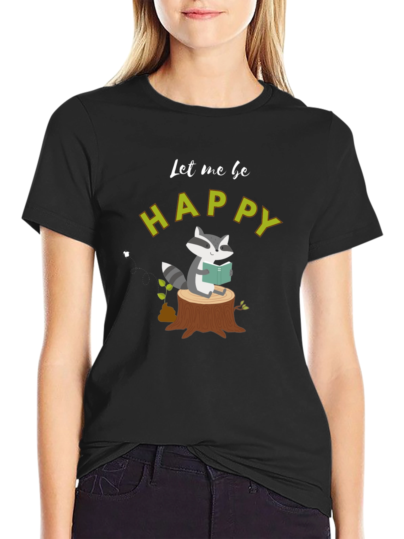 Happy Raccoon Reading T-Shirt