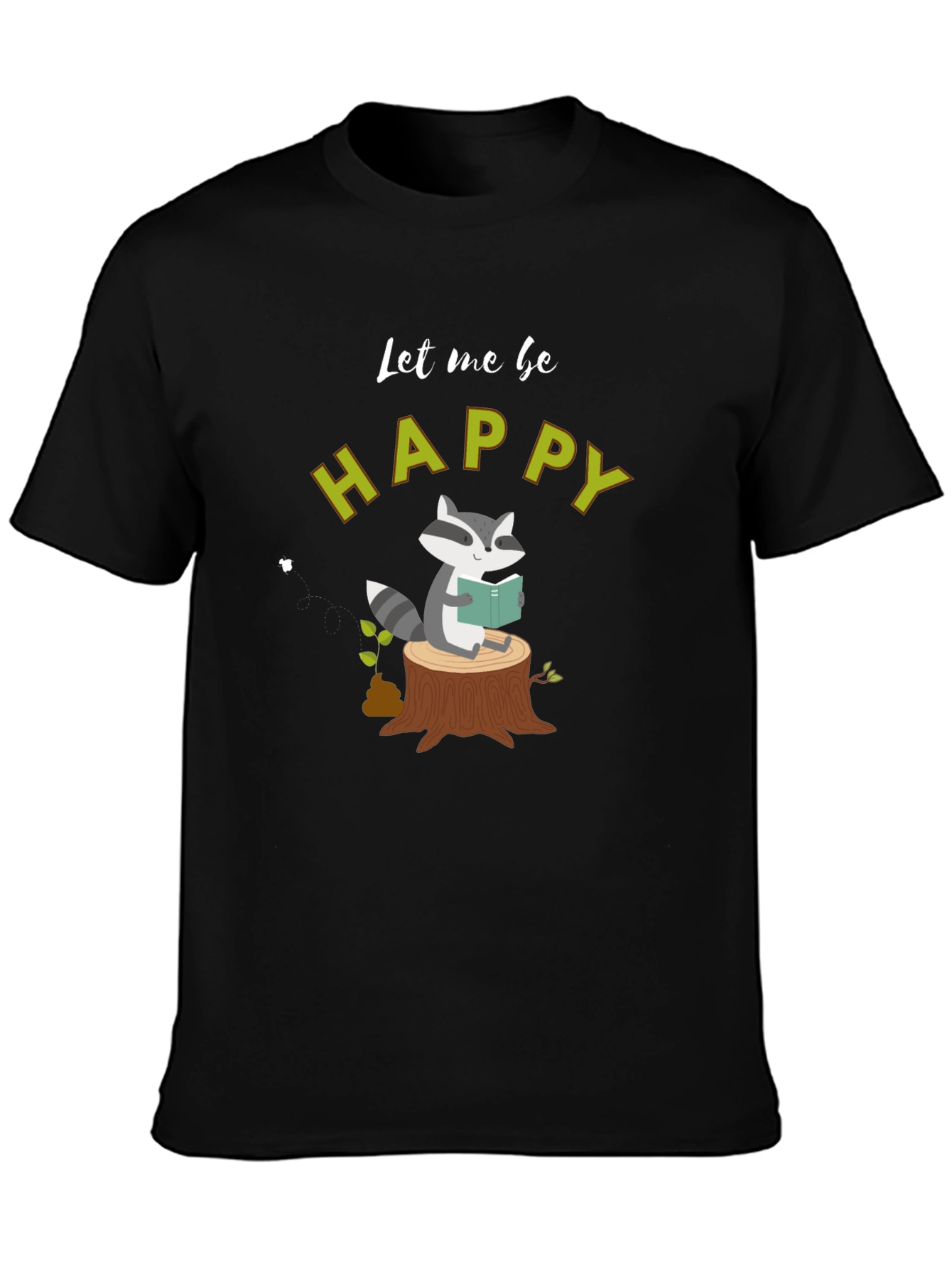 Happy Raccoon Reading T-Shirt