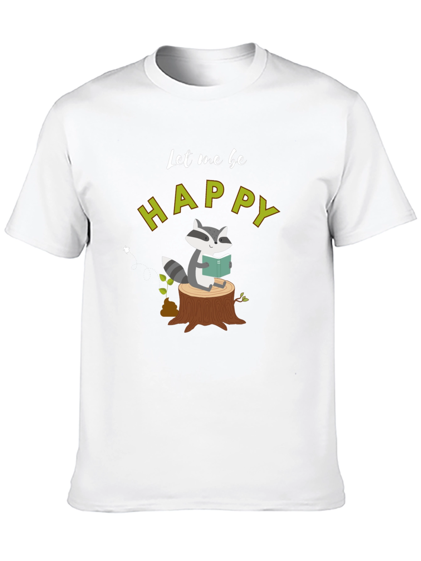 Happy Raccoon Reading T-Shirt