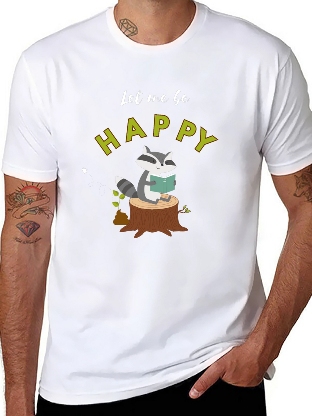 Happy Raccoon Reading T-Shirt