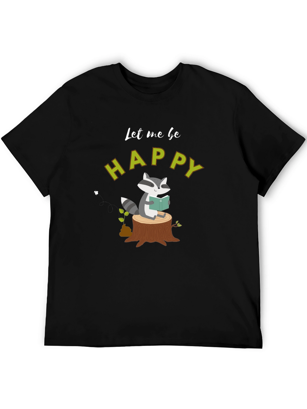 Happy Raccoon Reading T-Shirt