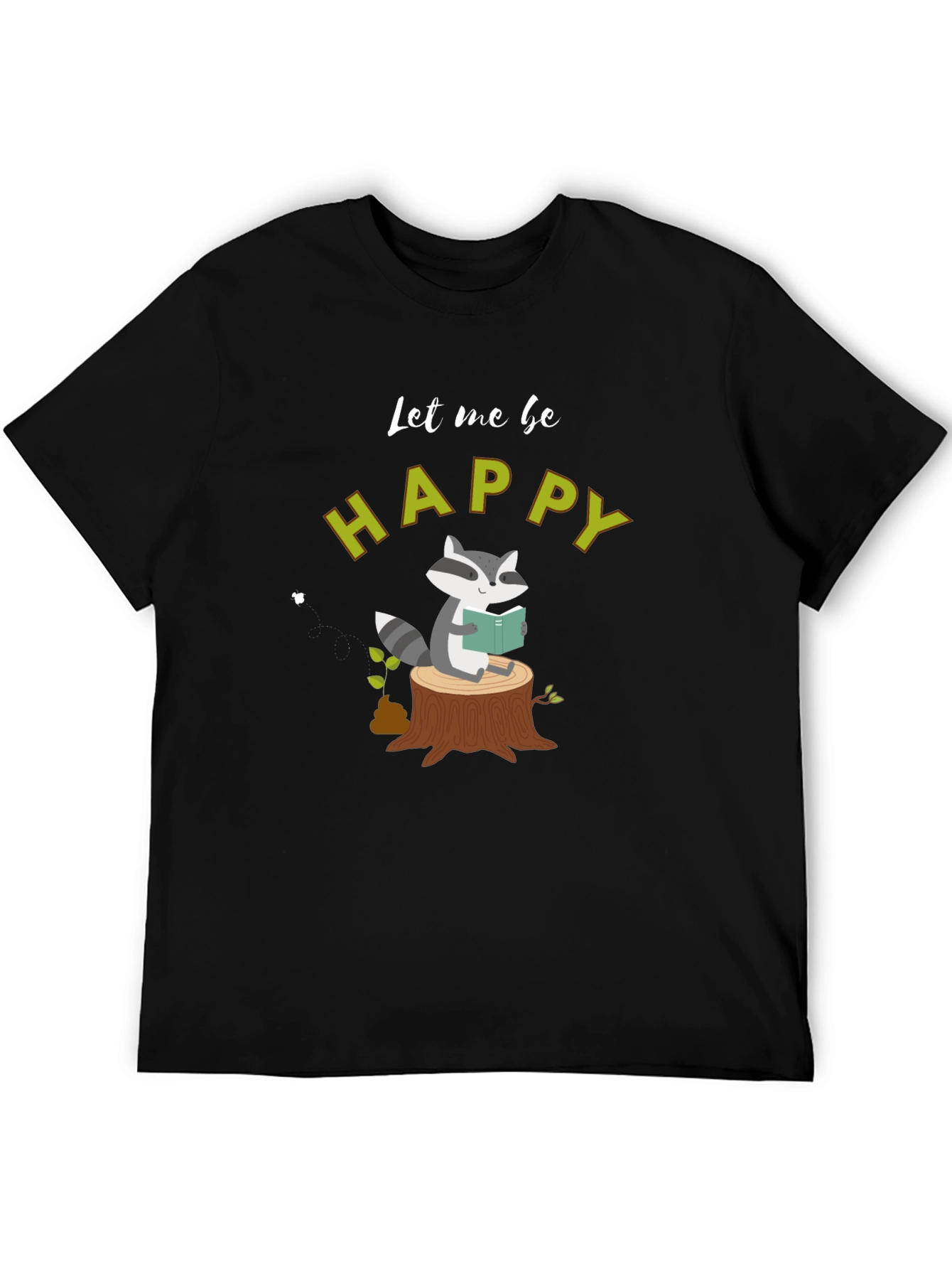 Happy Raccoon Reading T-Shirt