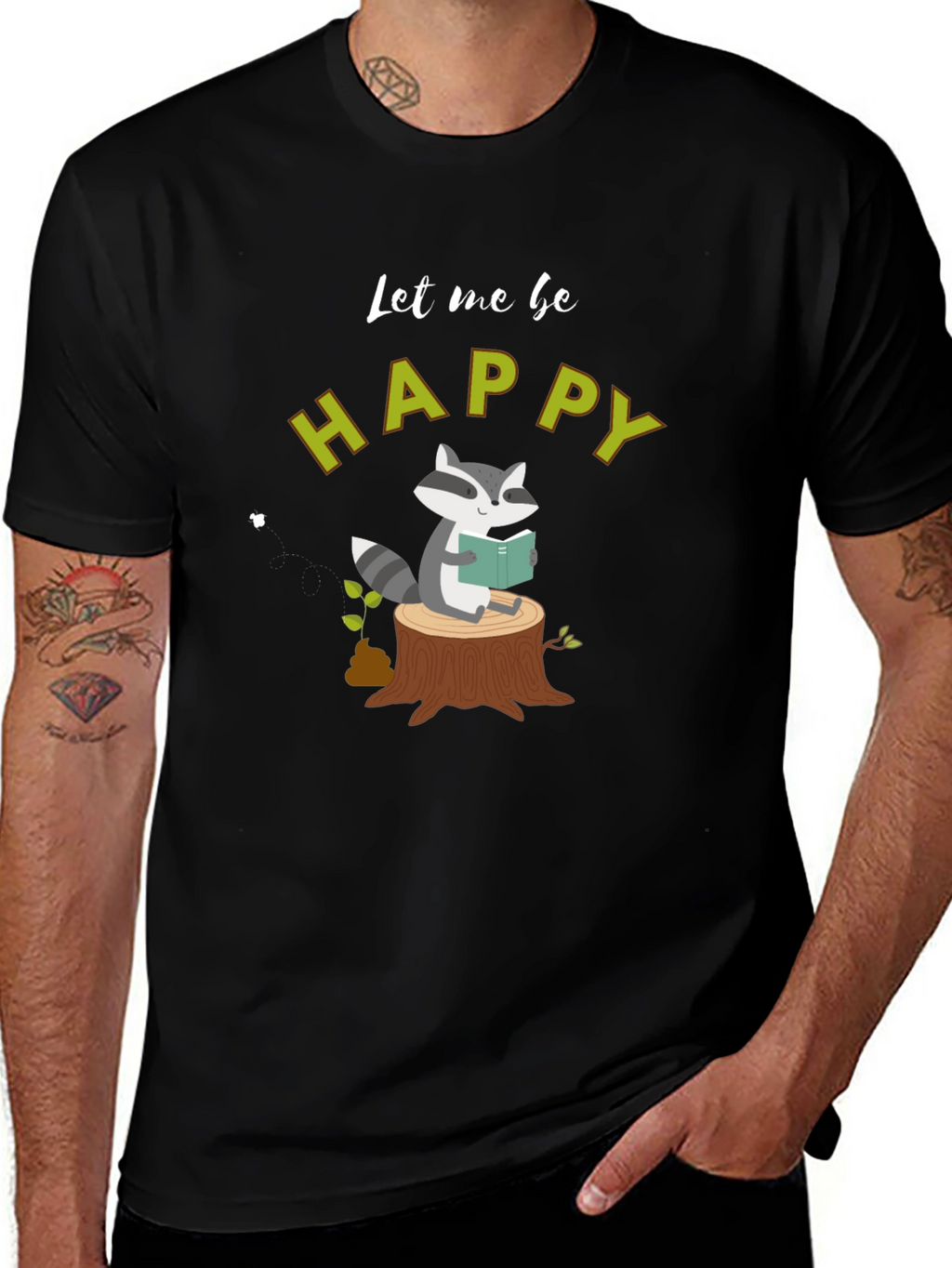 Happy Raccoon Reading T-Shirt