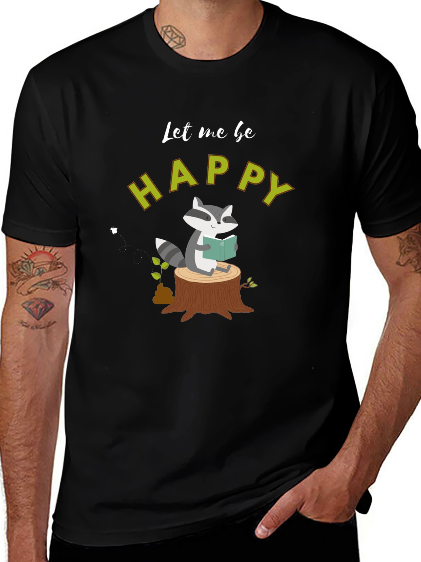 Happy Raccoon Reading T-Shirt