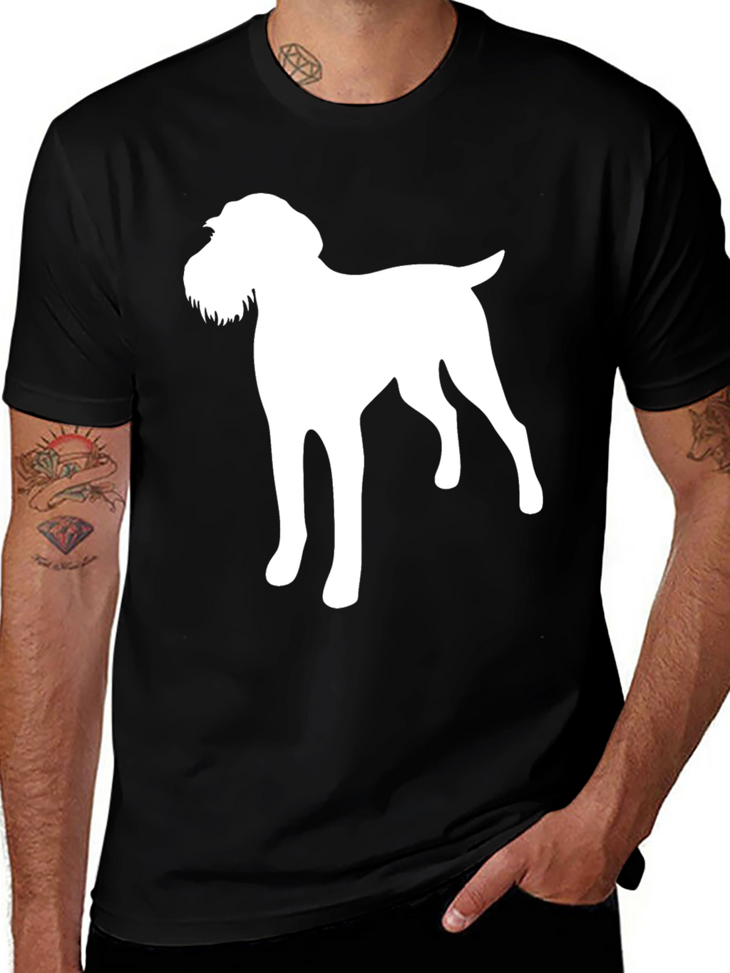 Dog Silhouette Graphic Tee - Black T-Shirt