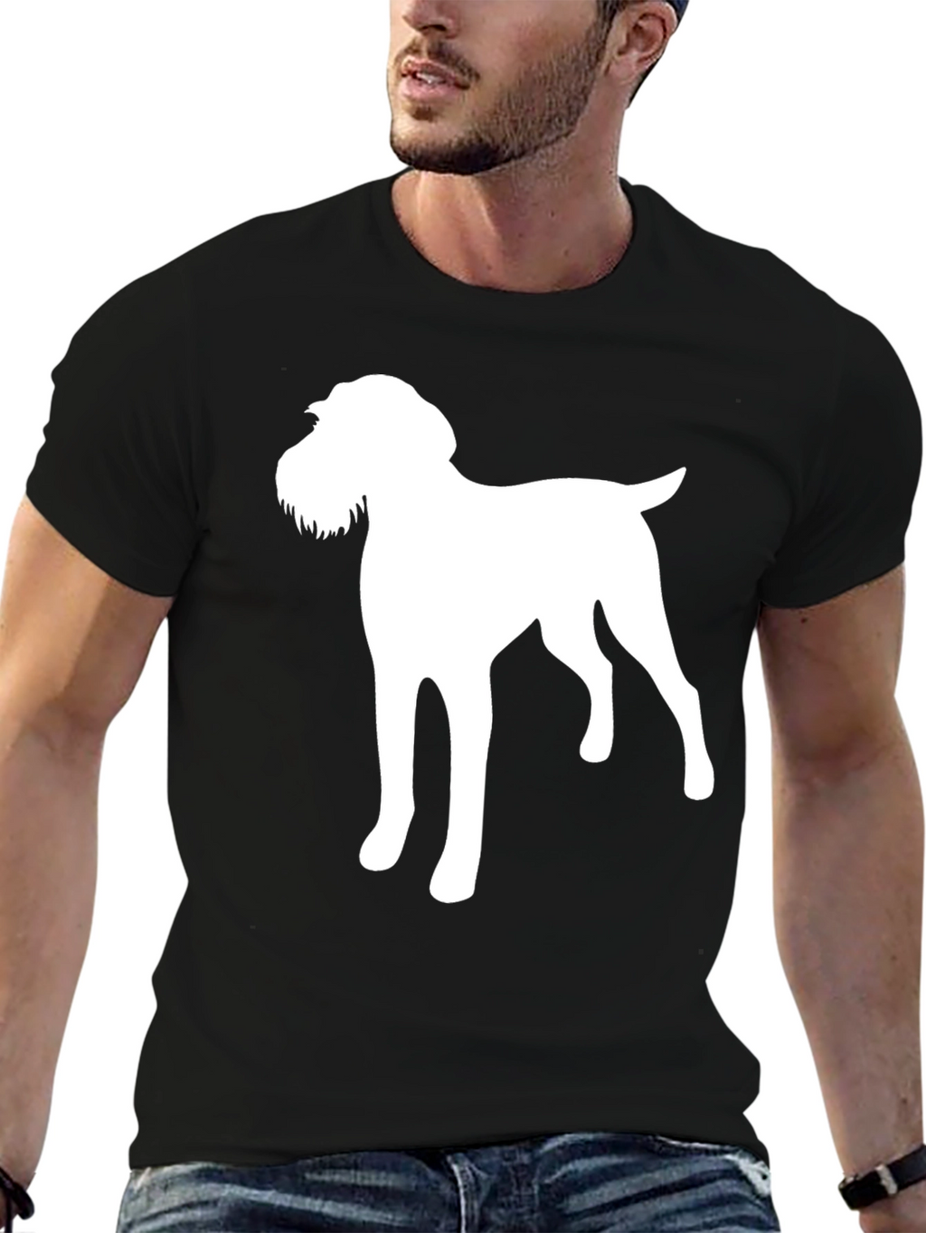Dog Silhouette Graphic Tee - Black T-Shirt