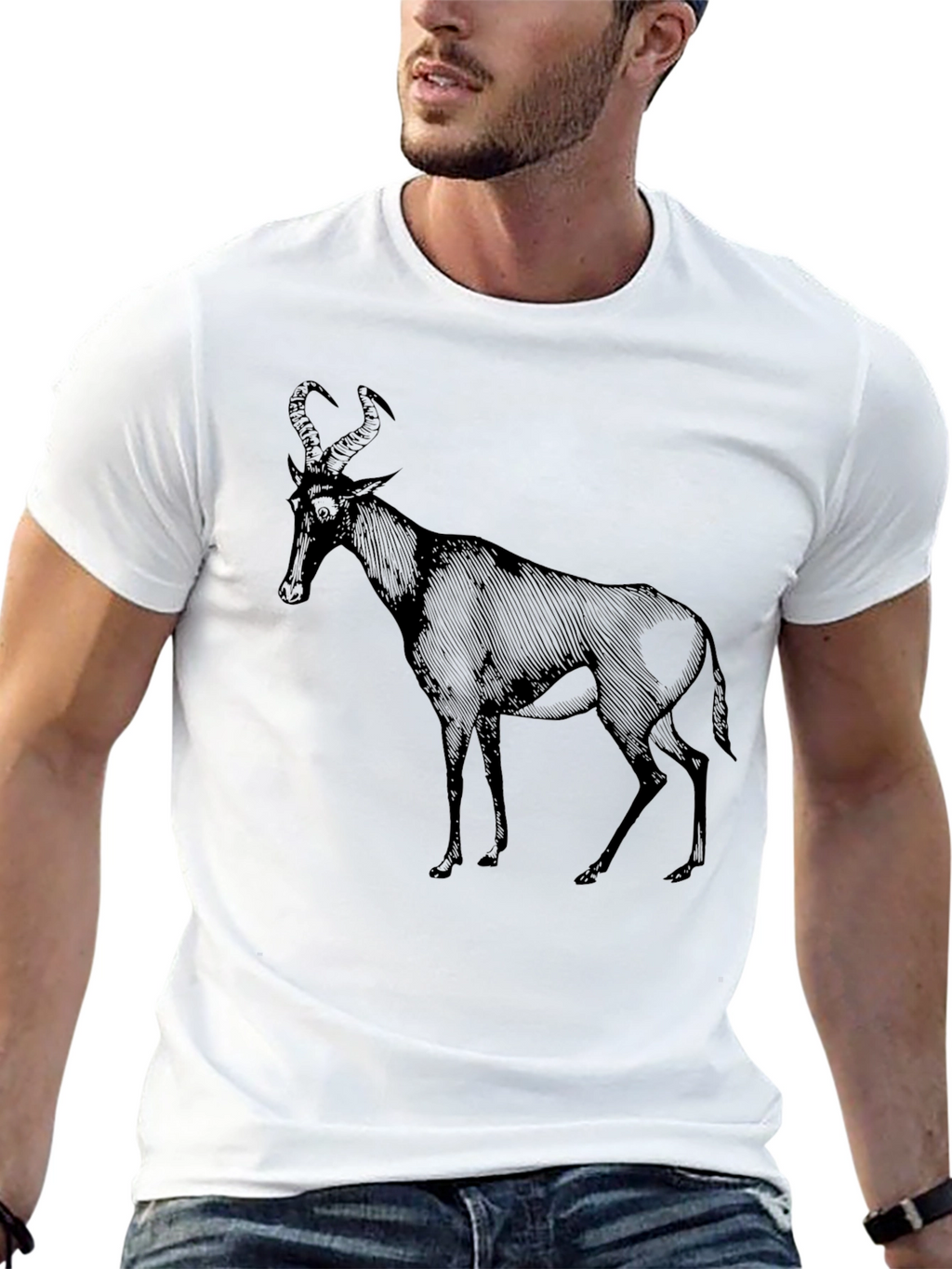 Black T-Shirt with Antelope Graphic